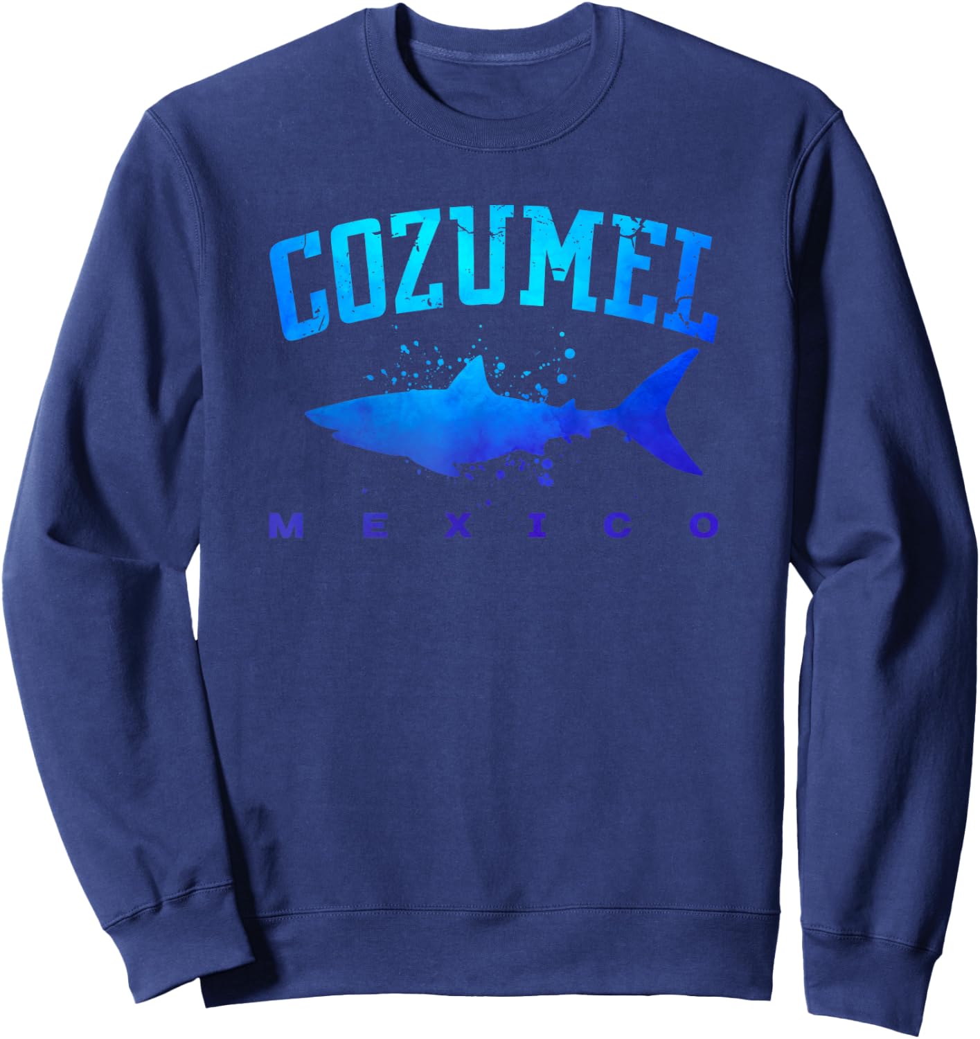 COZUMEL MEXICO Shark Caribbean Beach Vacation Trip Vintage Sweatshirt - Sweatshirt | Navy