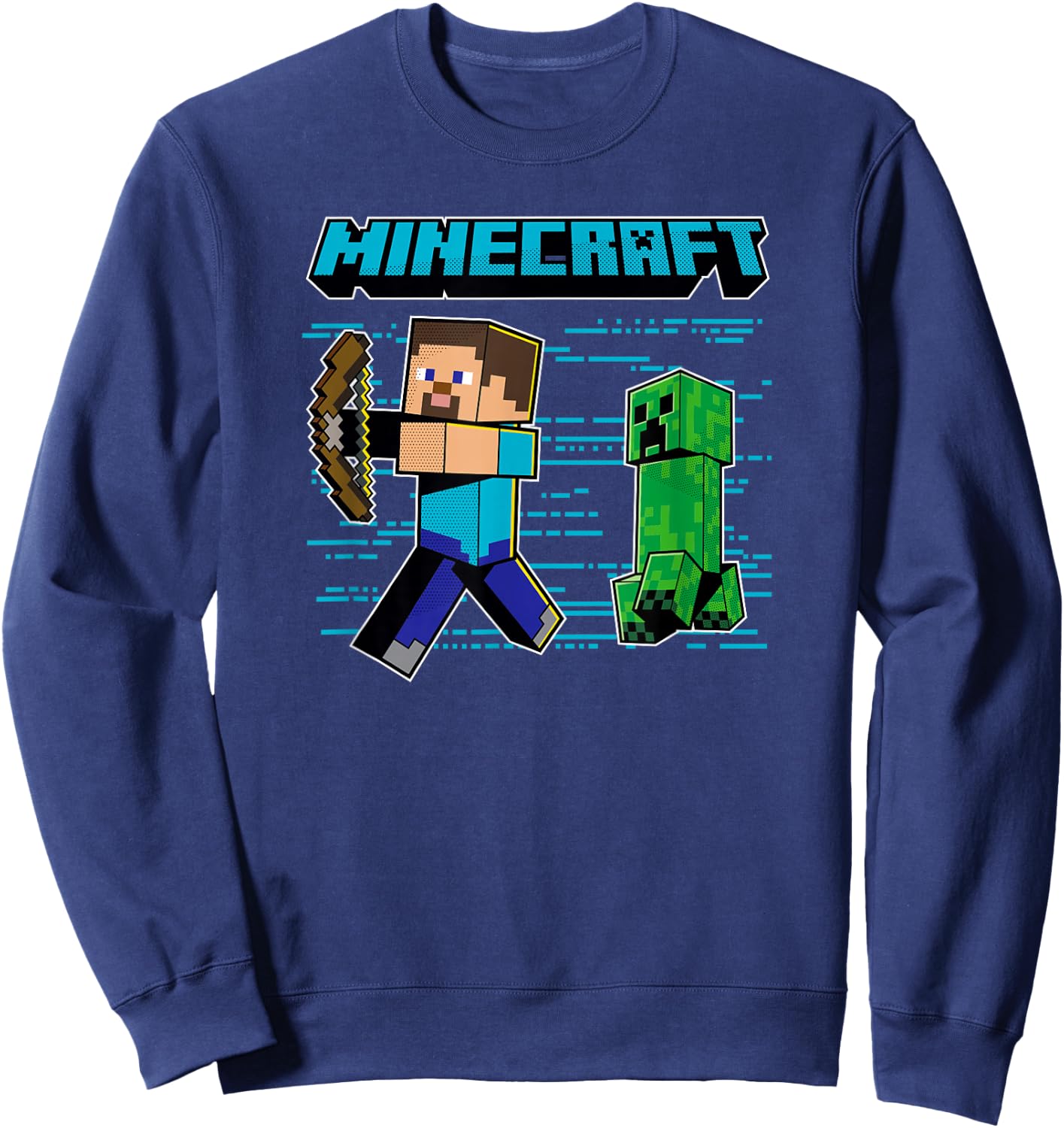 Minecraft Steve & Creeper Run Run Run Sweatshirt - Sweatshirt | Navy