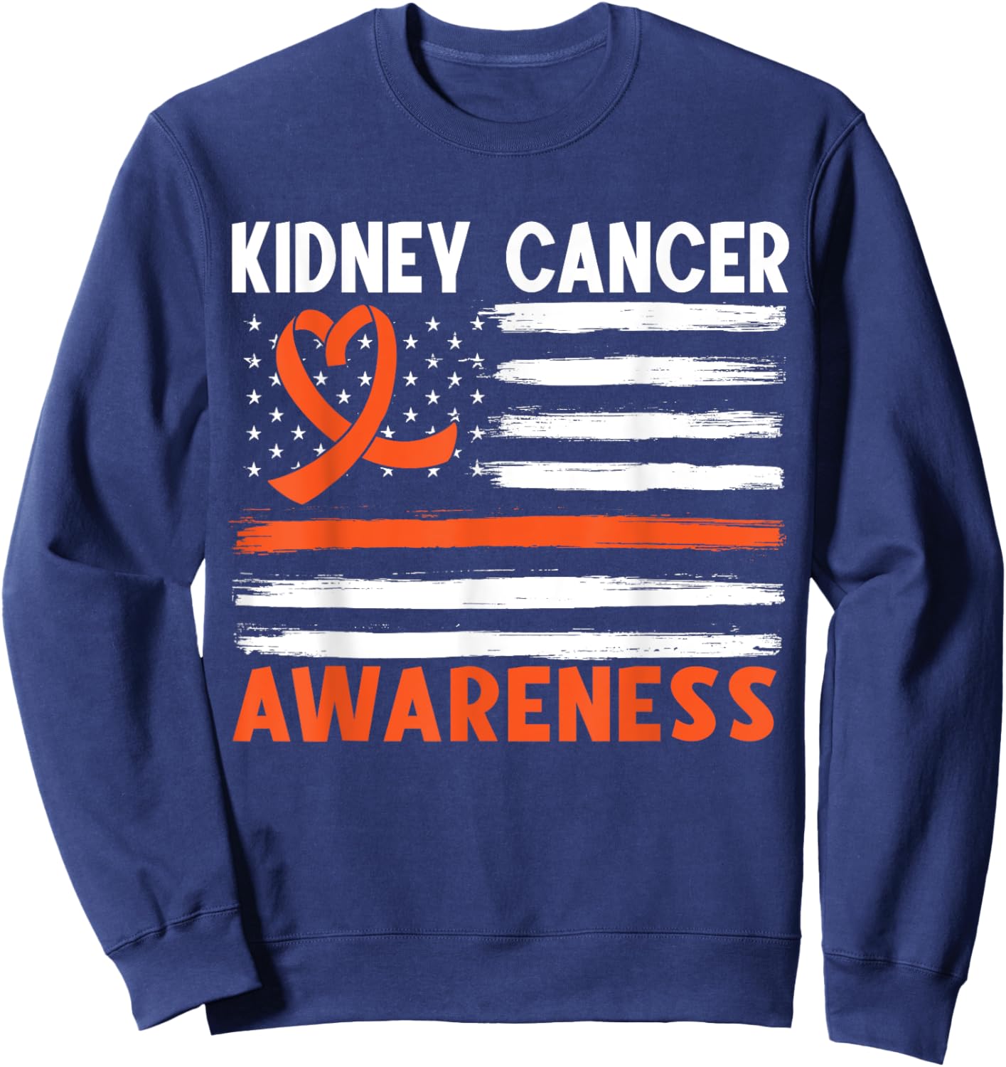 American Flag Kidney Cancer Awareness Sweatshirt - Sweatshirt | Navy