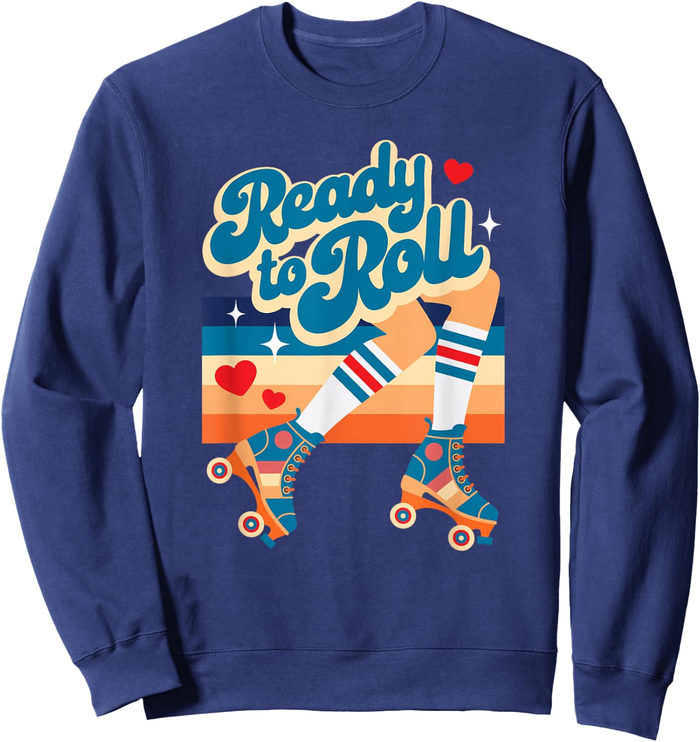 Retro Vintage Ready To Roll Roller Skate Design Sweatshirt - Sweatshirt | Navy