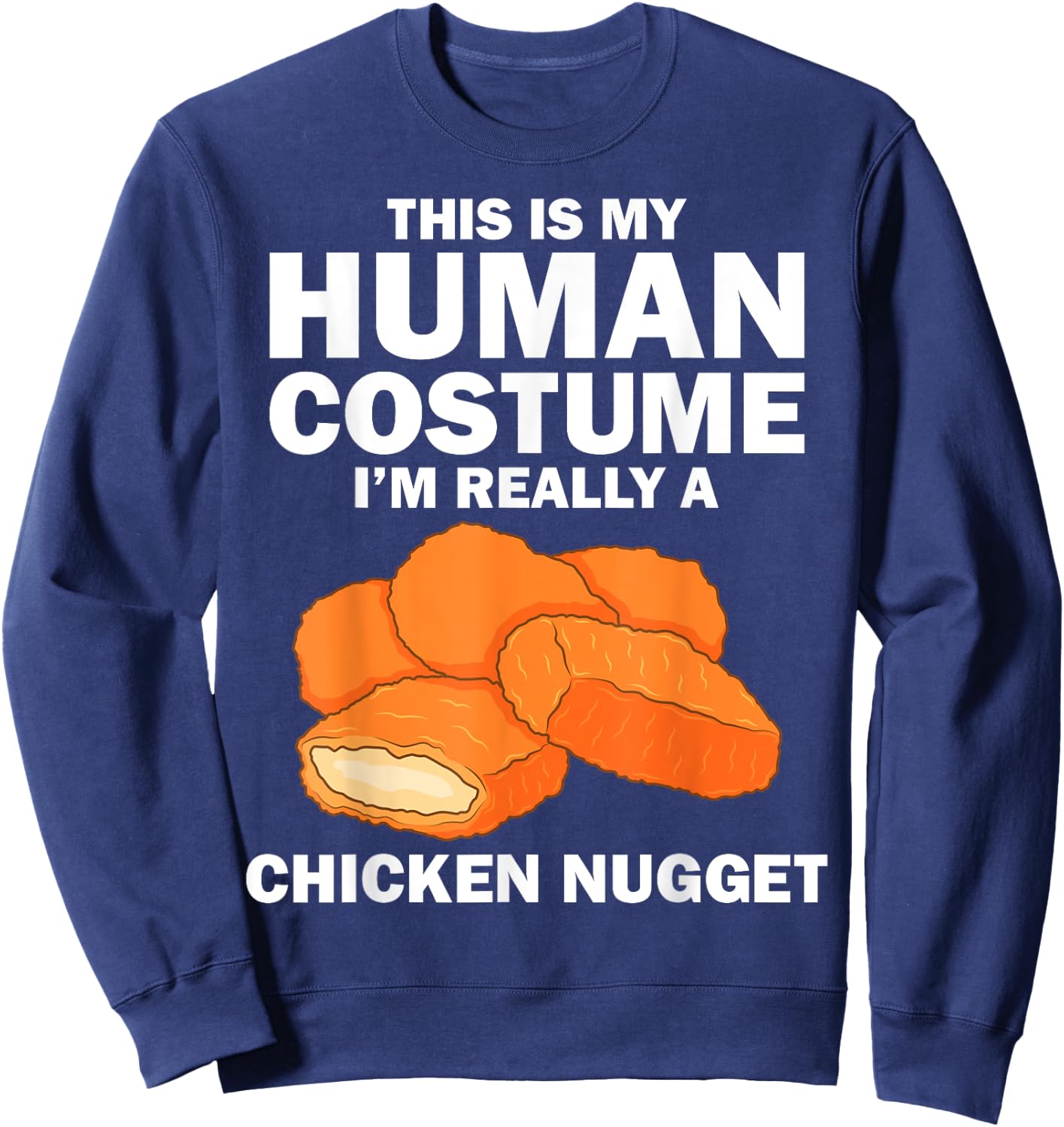 Funny Chicken Nugget Costume For Kids Fashion Nugget Foodie Sweatshirt - Sweatshirt | Navy