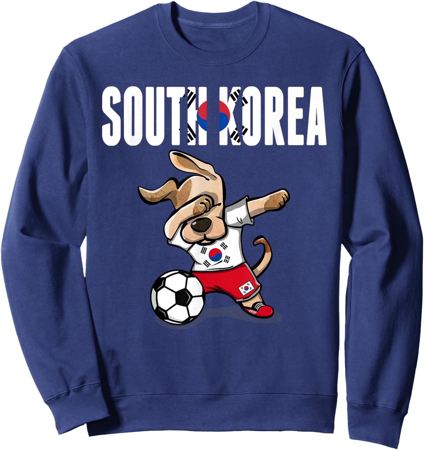 Dabbing Dog South Korea Soccer Fans Jersey Korean Football Sweatshirt - Sweatshirt | Navy