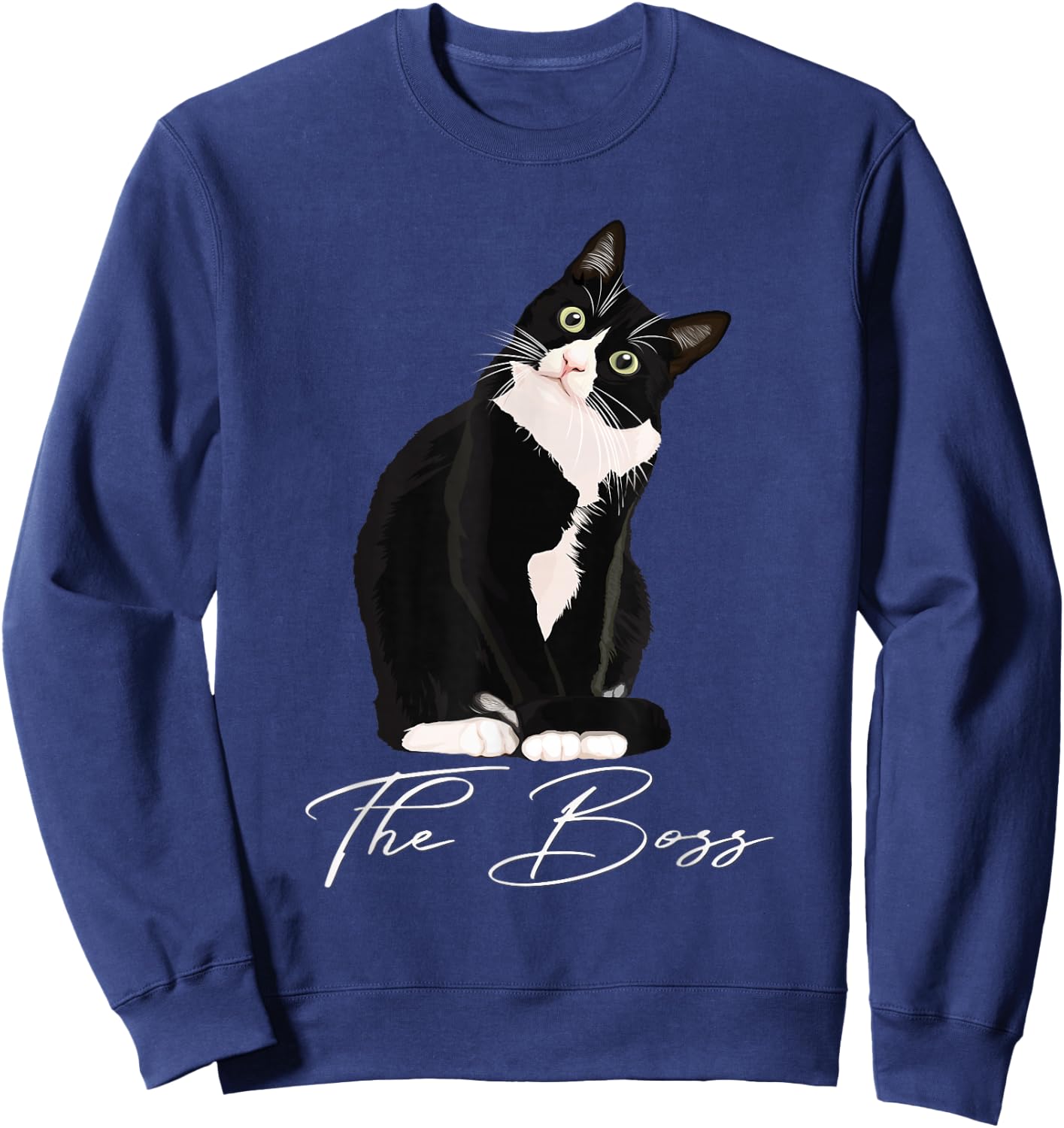 Boss Tuxedo Cat Lovers Funny Shirt for Mom Dad Gift Sweatshirt - Sweatshirt | Navy