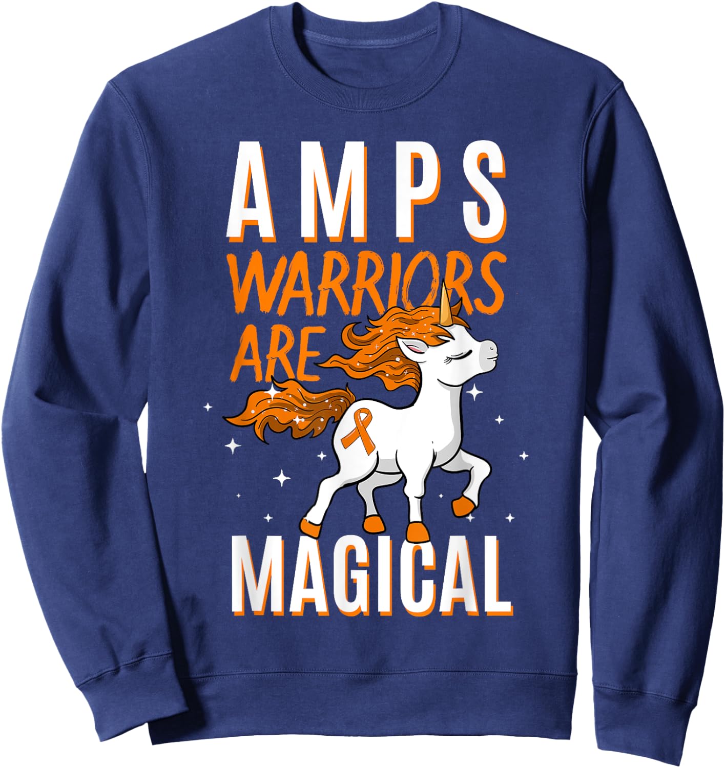 AMPS Warrior Amplified Pain Syndrome Awareness Unicorn Lover Sweatshirt - Sweatshirt | Navy