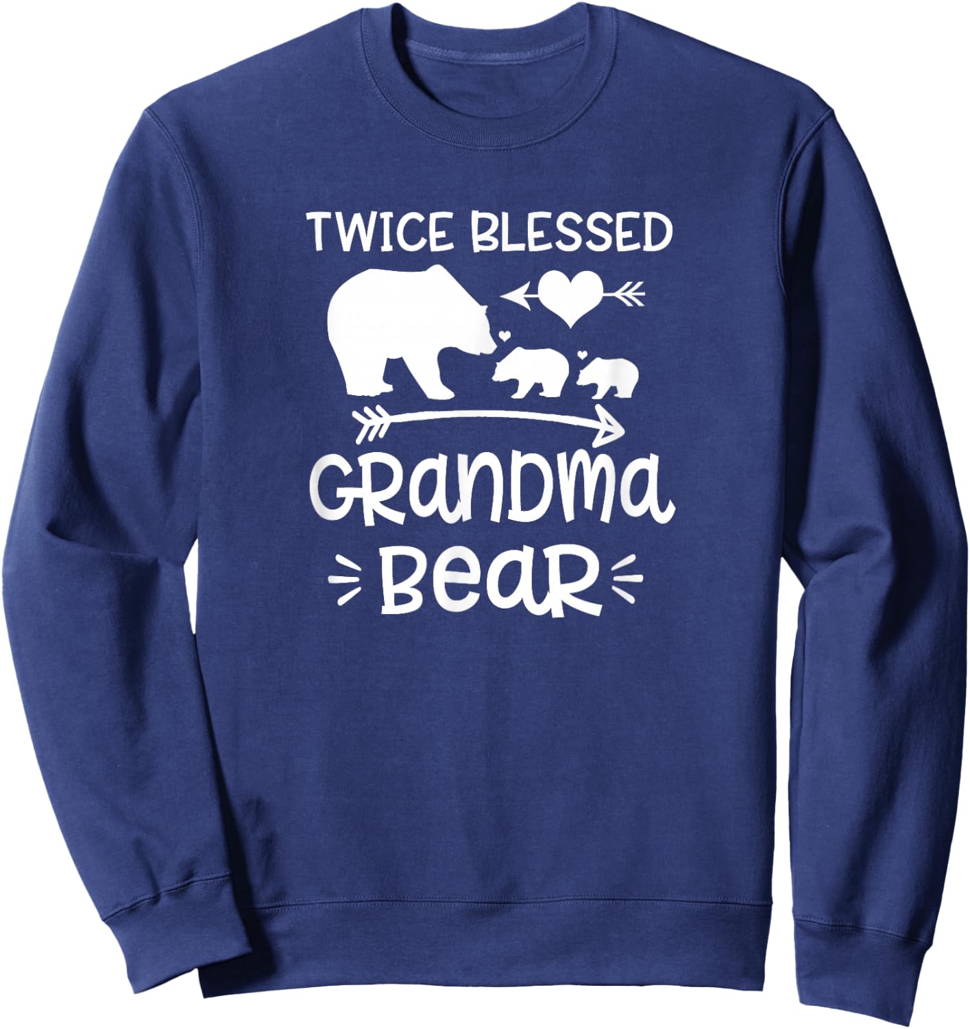 Twice Blessed Grandma Bear Shirt Grandmas With Two Grandkids Sweatshirt - Sweatshirt | Navy
