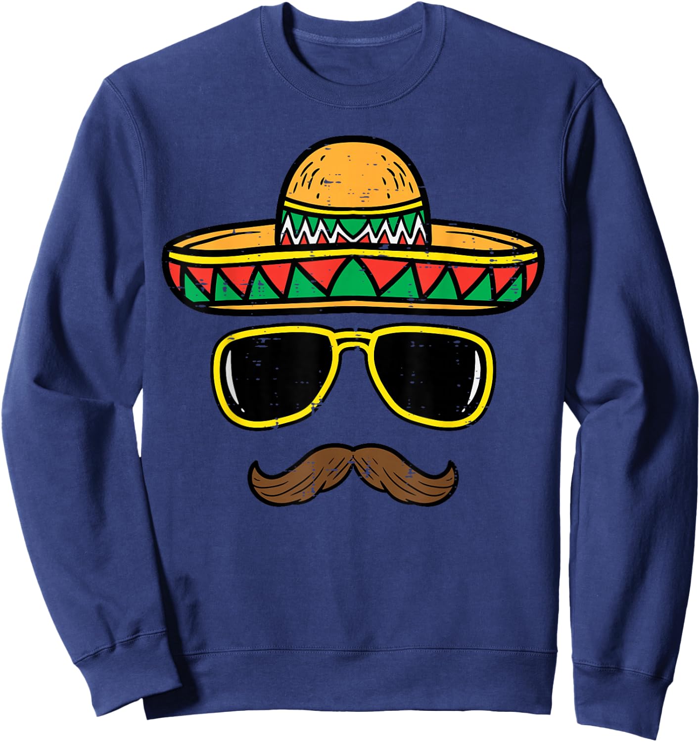 Sombrero Face Cinco De Mayo Mexican Fiesta Party Kids Boys Sweatshirt - Sweatshirt | Navy
