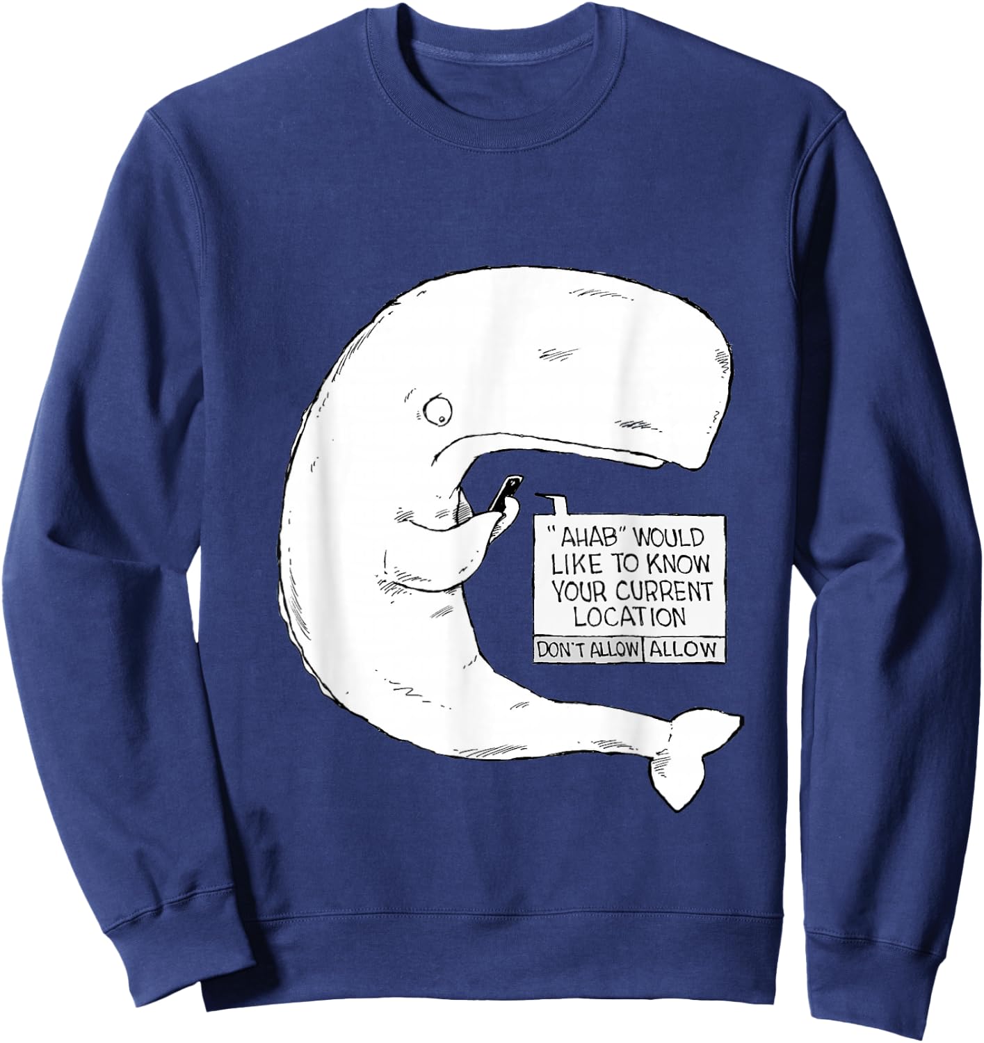 Speed Bump Funny Moby Dick Cartoon Sweatshirt - Sweatshirt | Navy