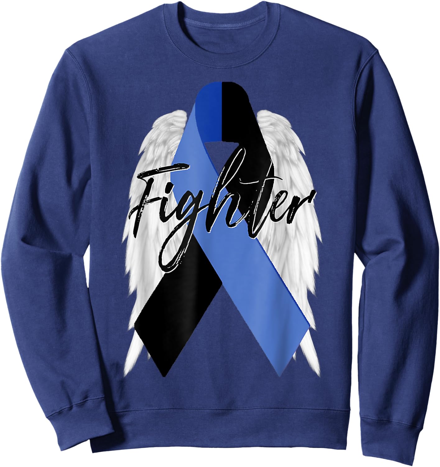 Ocular Melanoma Cancer Survivor Fighter Wings Ribbon Sweatshirt - Sweatshirt | Navy