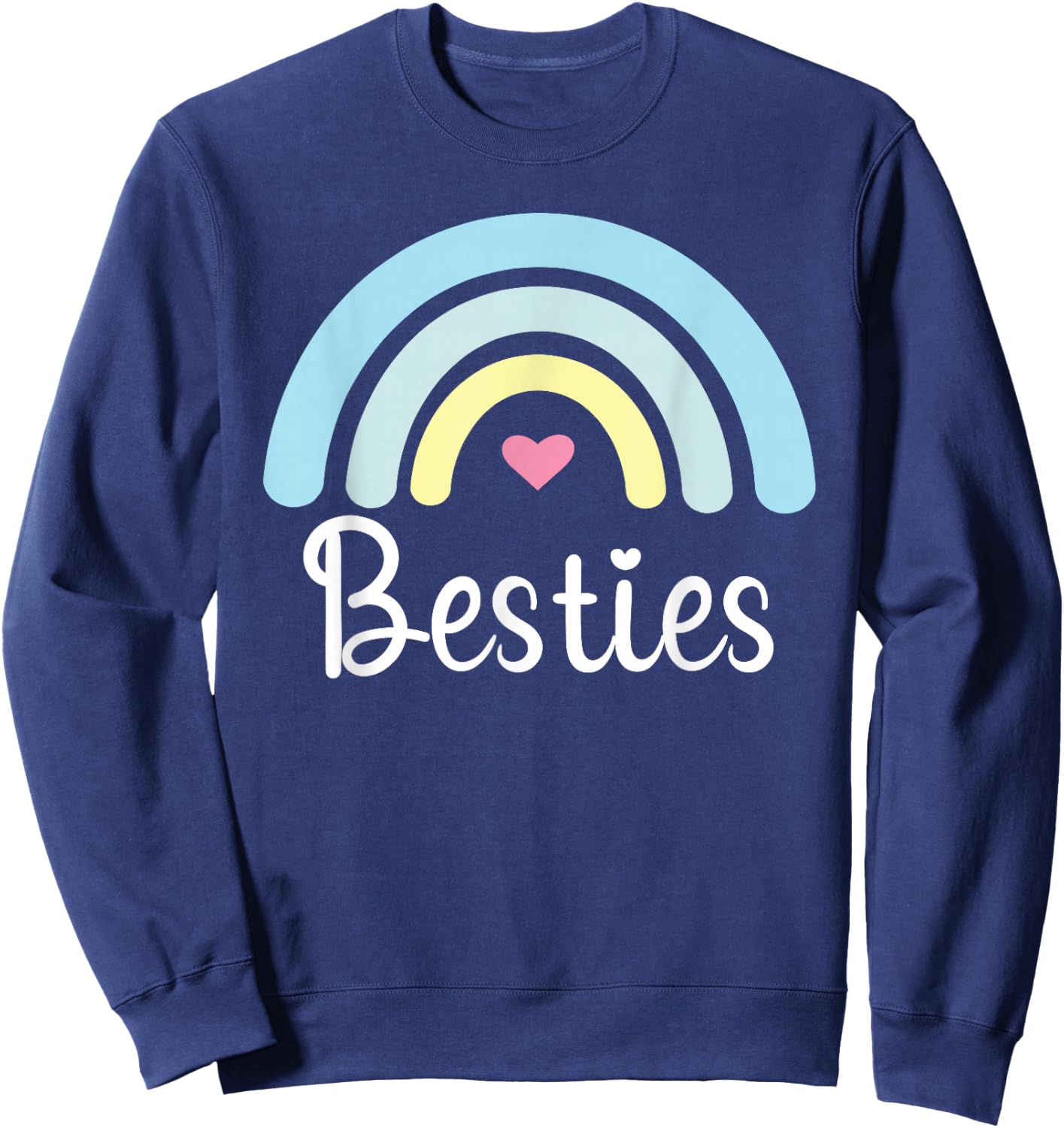 Besties BFF Heart Best Friends Bestie Sweatshirt - Sweatshirt | Navy