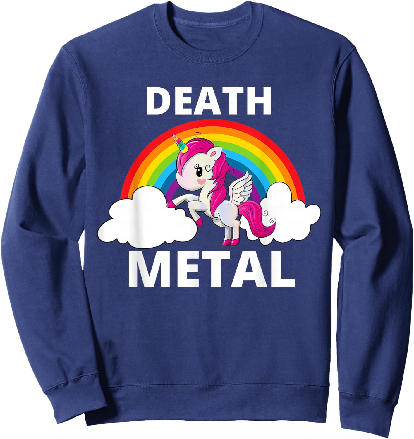 Death Metal Unicorn Rainbow Heavy Metal Sweatshirt - Sweatshirt | Navy