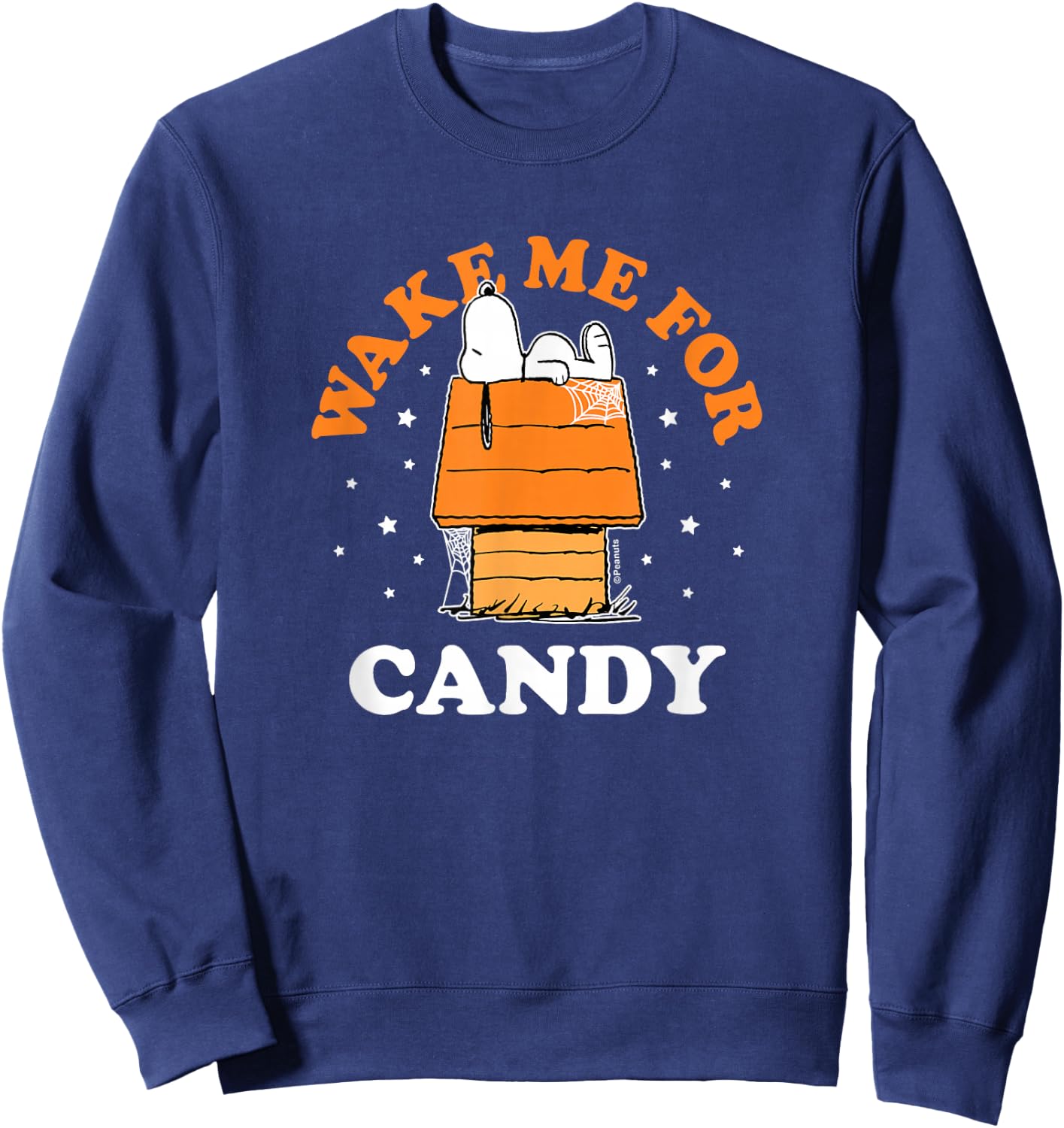 Peanuts - Snoopy Halloween House Wake Me For Candy Sweatshirt - Sweatshirt | Navy