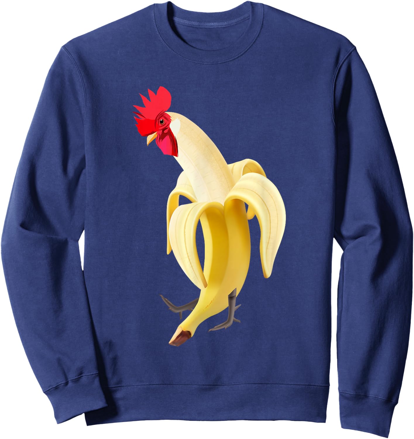 Funny Rooster Cockerel Chicken in Banana Sweatshirt - Sweatshirt | Navy