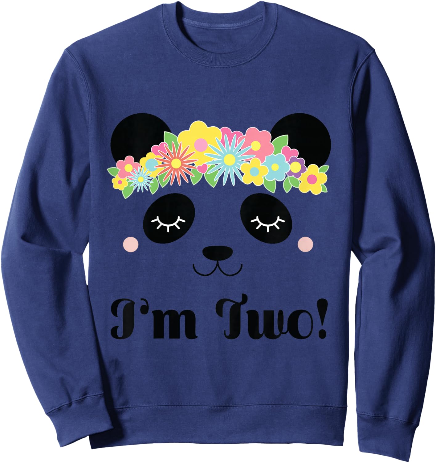 2nd Birthday Panda 2 Year Old Girl Sweatshirt - Sweatshirt | Navy