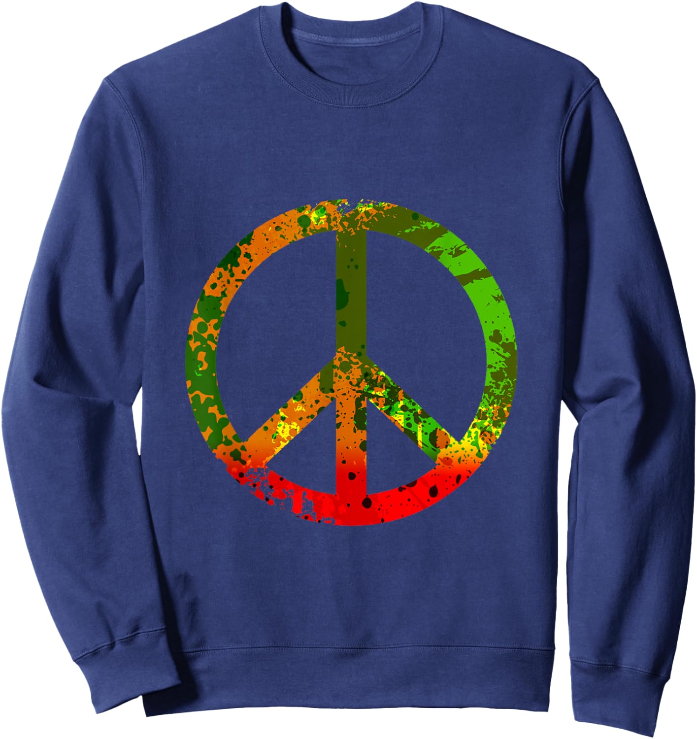 Rasta Reggae Peace Sign Splash Hippie Symbol Rastafarian Sweatshirt - Sweatshirt | Navy