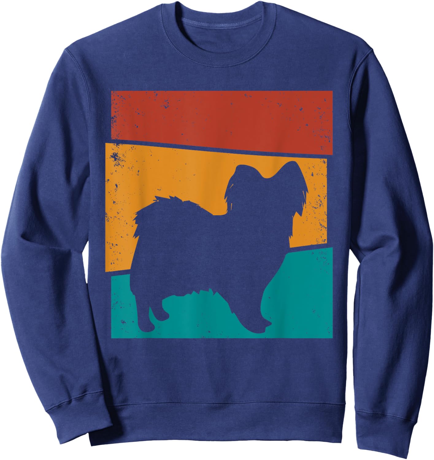 Retro Papillon Dog I Papillon Art I Papillon Dog Sweatshirt - Sweatshirt | Navy