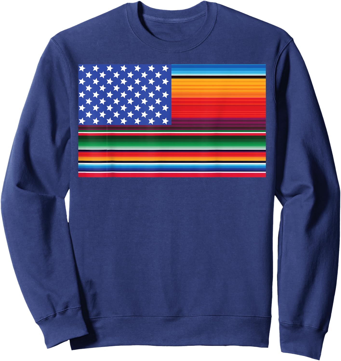 Cinco De Mayo Festival Funny Serape American USA Flag Cool Sweatshirt - Sweatshirt | Navy