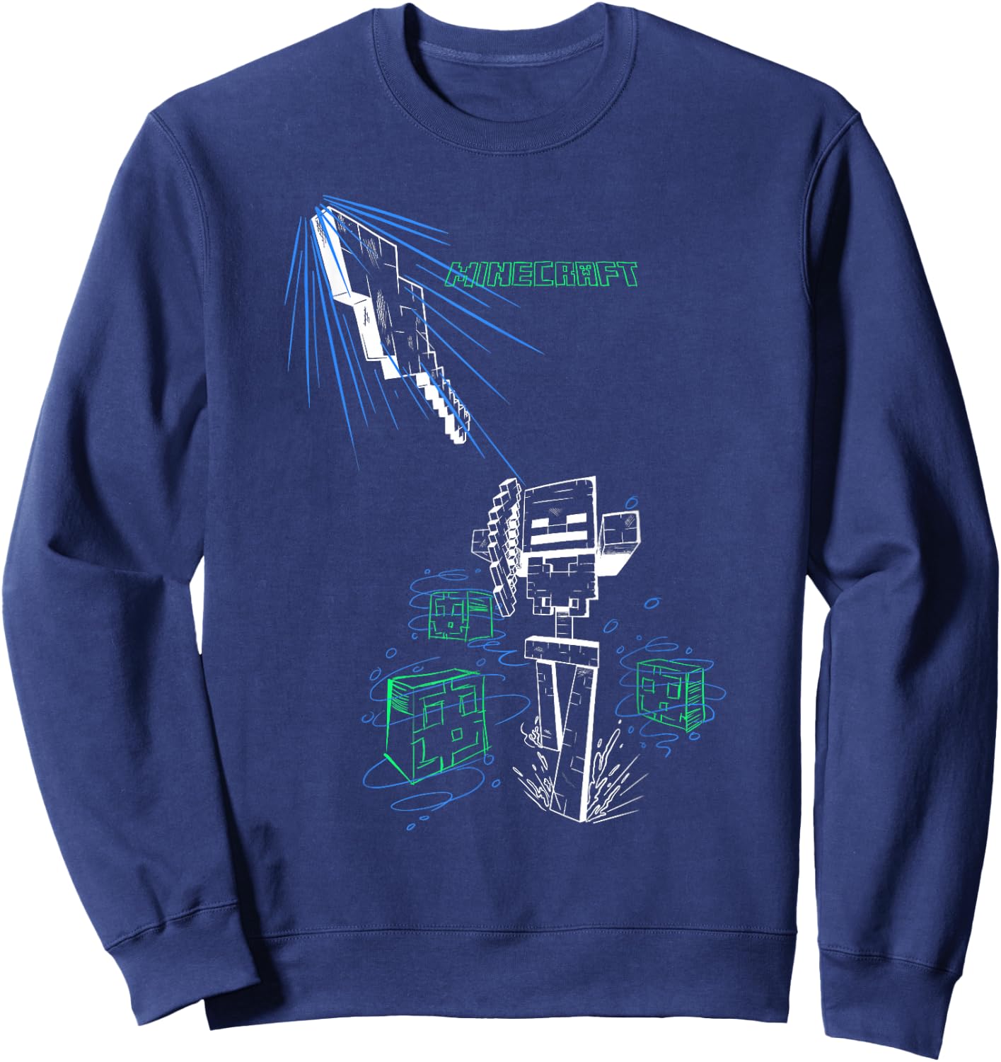 Minecraft Skeleton Arrow Shot Logo Sweatshirt - Sweatshirt | Navy