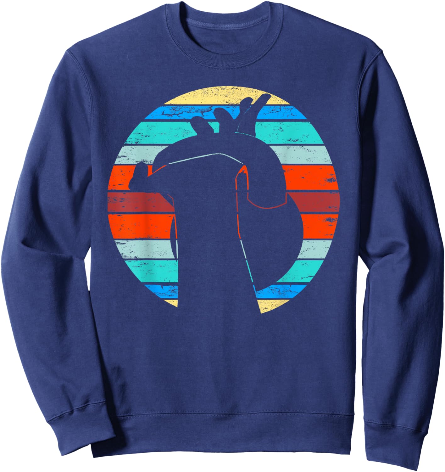 Vintage Workout Kettlebell Retro Sunset Gym Fitness Gift Sweatshirt - Sweatshirt | Navy