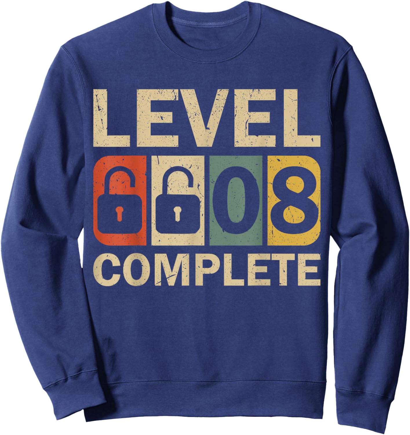 Level 8 Complete for Couples Funny 8th Wedding Anniversary Sweatshirt - Sweatshirt | Navy