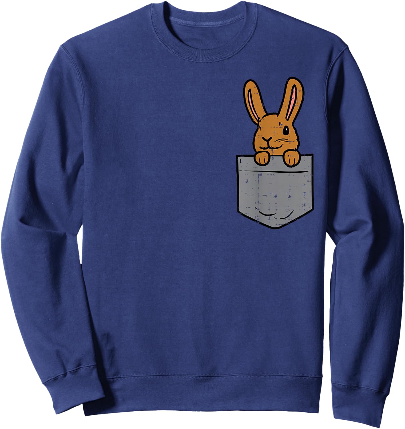 Pocket Bunny Rabbit Cute Happy Easter Day Men Women Kids Sweatshirt - Sweatshirt | Navy