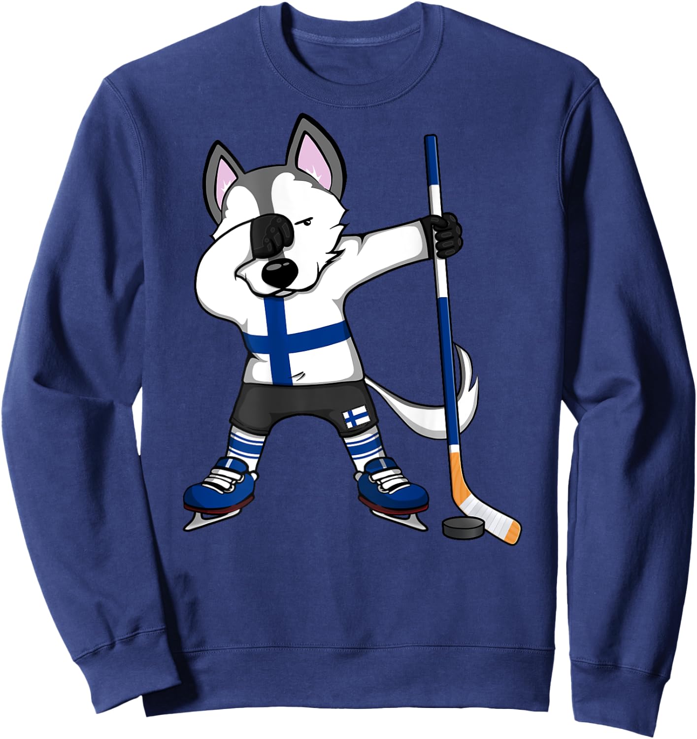 Dabbing Husky Finland Ice Hockey Lovers Jersey Winter Sports Sweatshirt - Sweatshirt | Navy