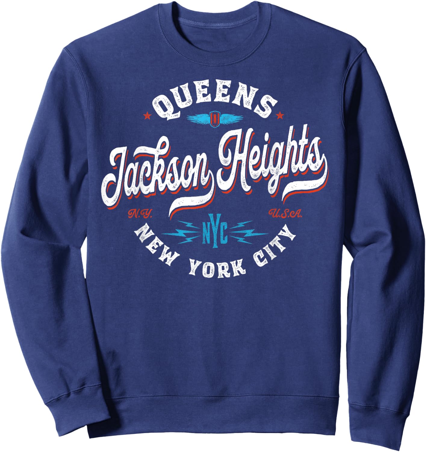 Vintage Jackson Heights Queens Graphic Sweatshirt - Sweatshirt | Navy