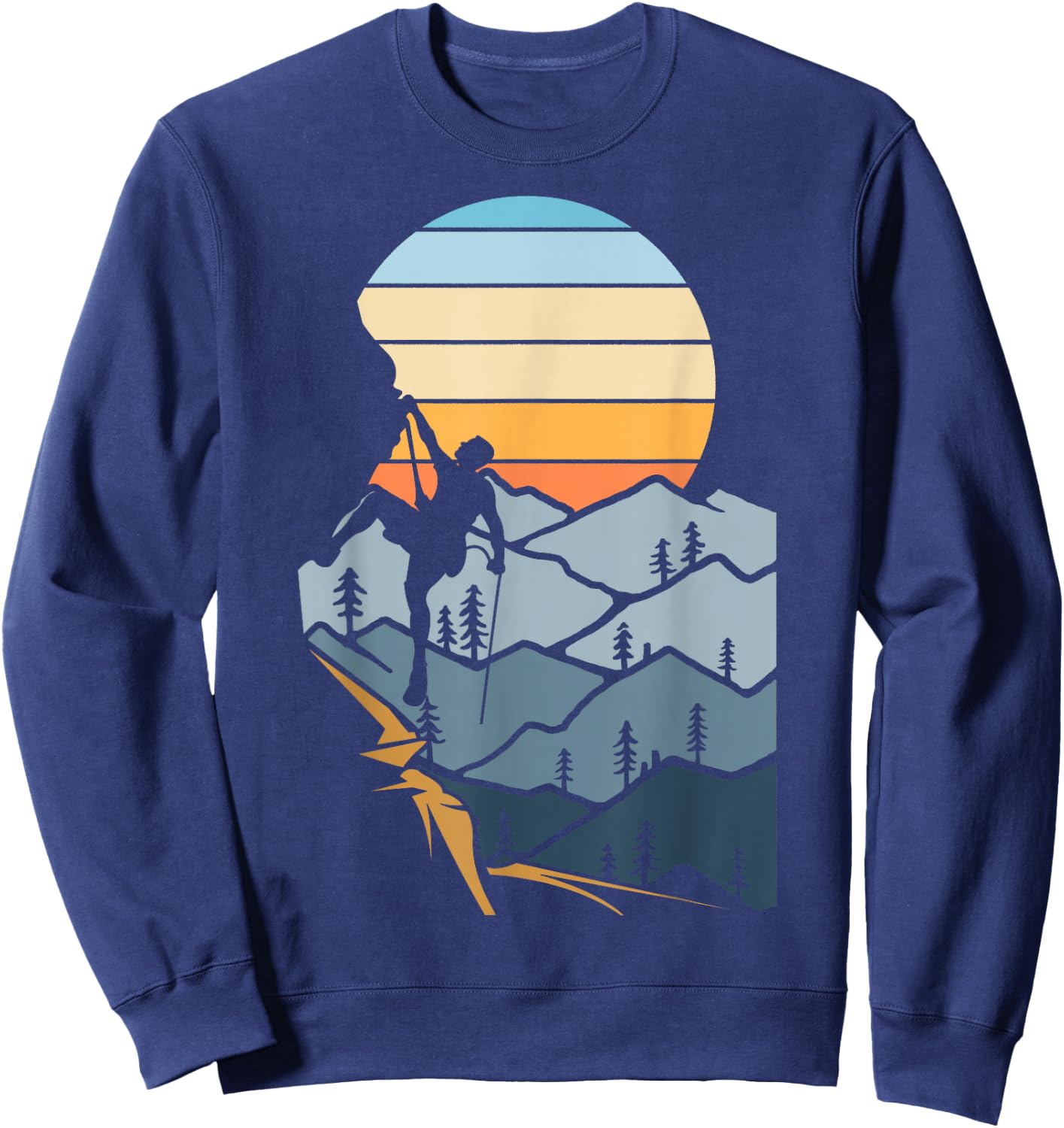 Mountain Climber Boulder Sports Hobby Retro Rock Climbing Sweatshirt - Sweatshirt | Navy