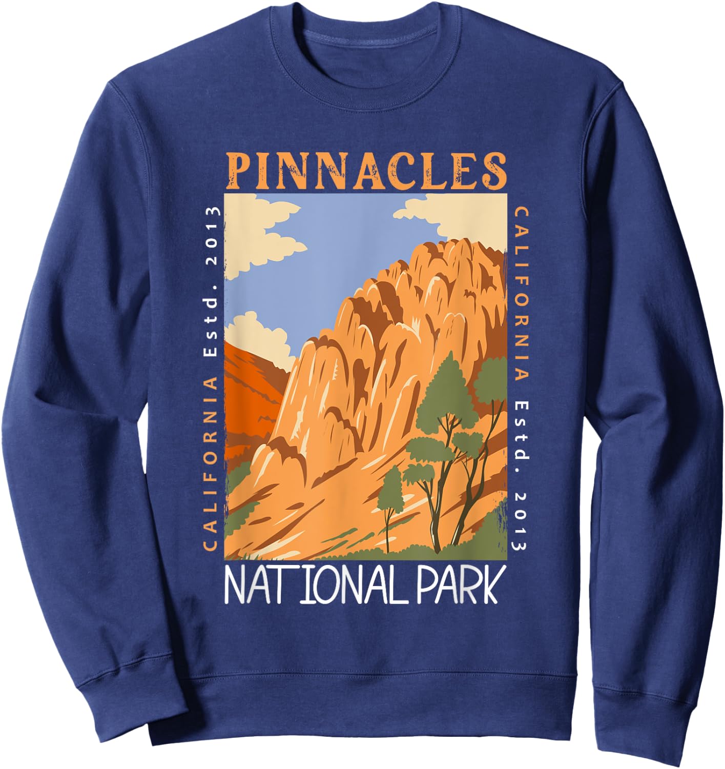 Pinnacles National Park California Distressed Vintage Sweatshirt - Sweatshirt | Navy
