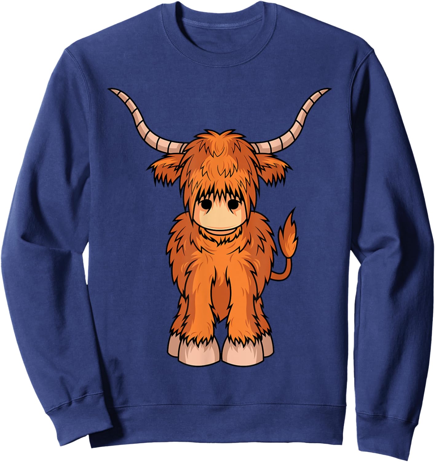 Cute Hairy Scottish Breed Highland Cow Farmer Animal Lover Sweatshirt - Sweatshirt | Navy