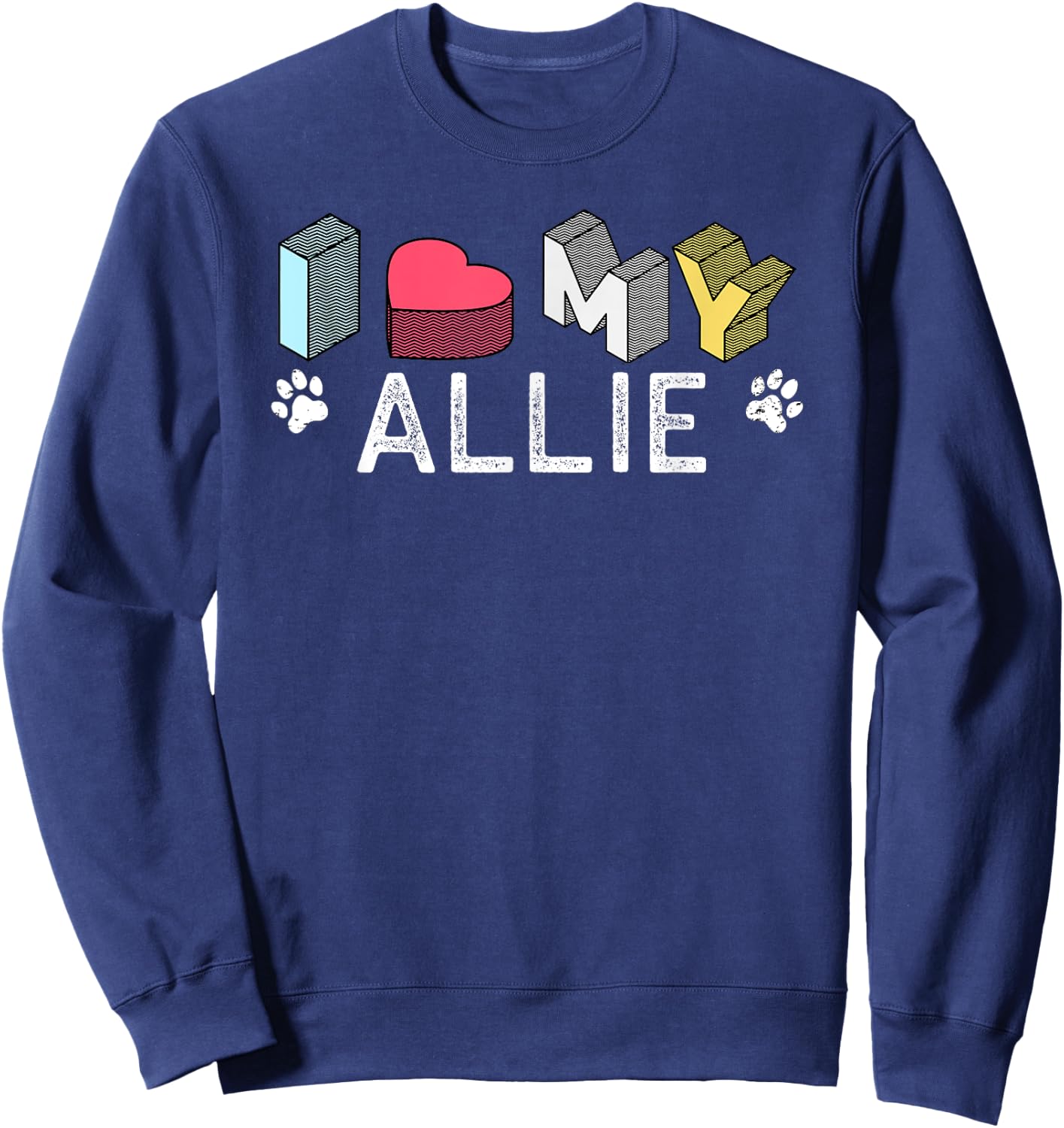 Allie Personalized Dog Name Allie Pet Lover Men Women Kids Sweatshirt - Sweatshirt | Navy