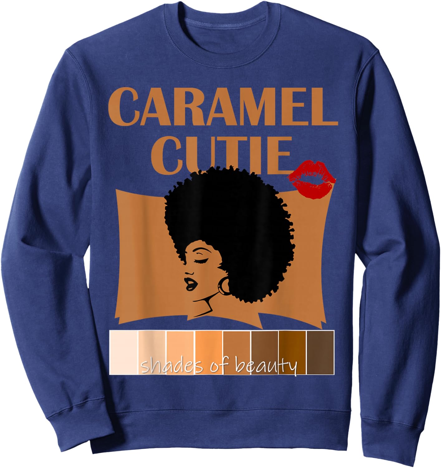 Caramel Cutie Natural Fro Shades of Black Color Palette Sweatshirt - Sweatshirt | Navy