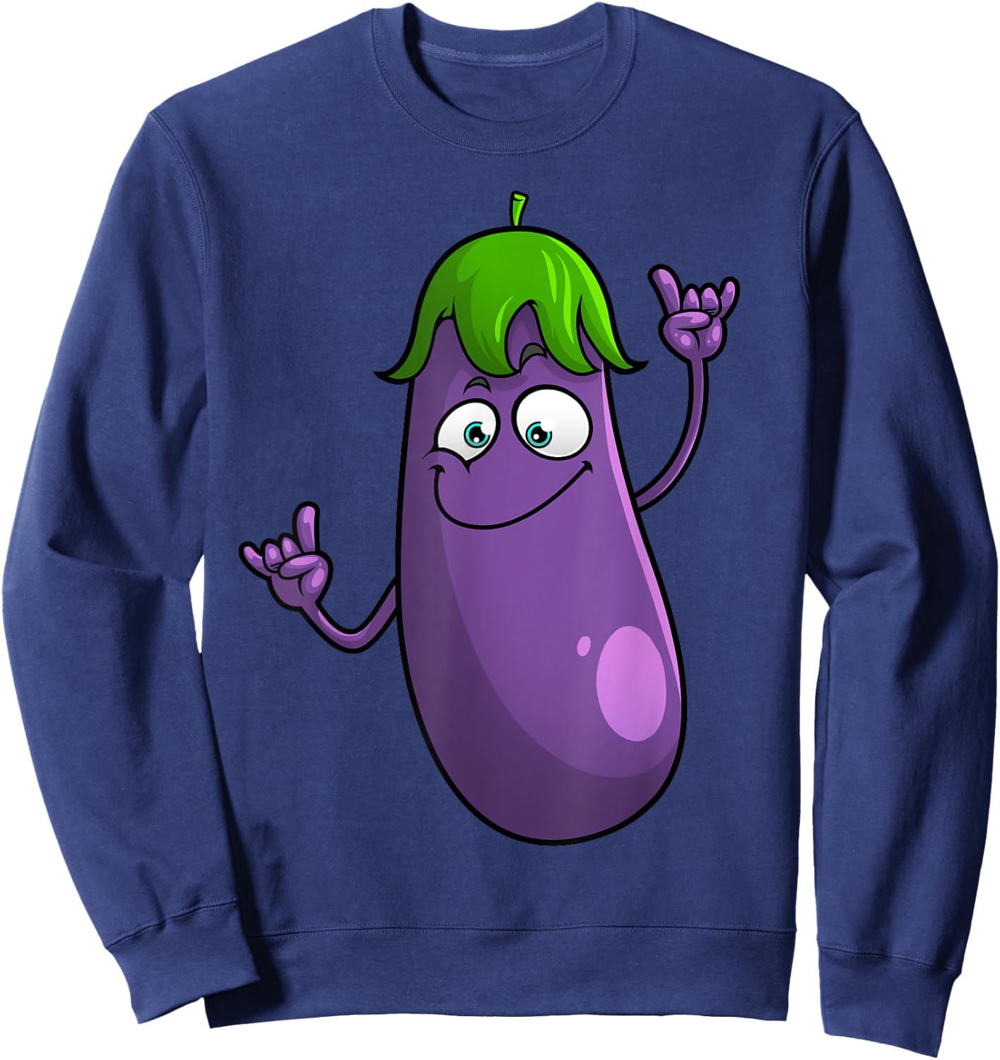 Funny Eggplant Designs Women Fruit Vegetable Sweatshirt - Sweatshirt | Navy