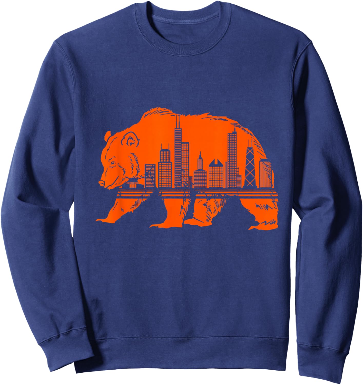 Chicago Downtown City Skyline Illinois Pride Sweatshirt - Sweatshirt | Navy