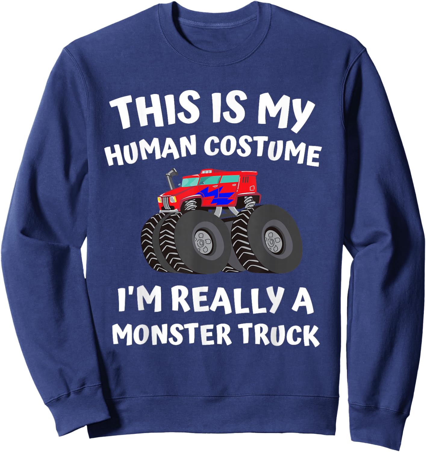 Kids Monster Truck Halloween Costume Toddler Boys 5T 4T Sweatshirt - Sweatshirt | Navy