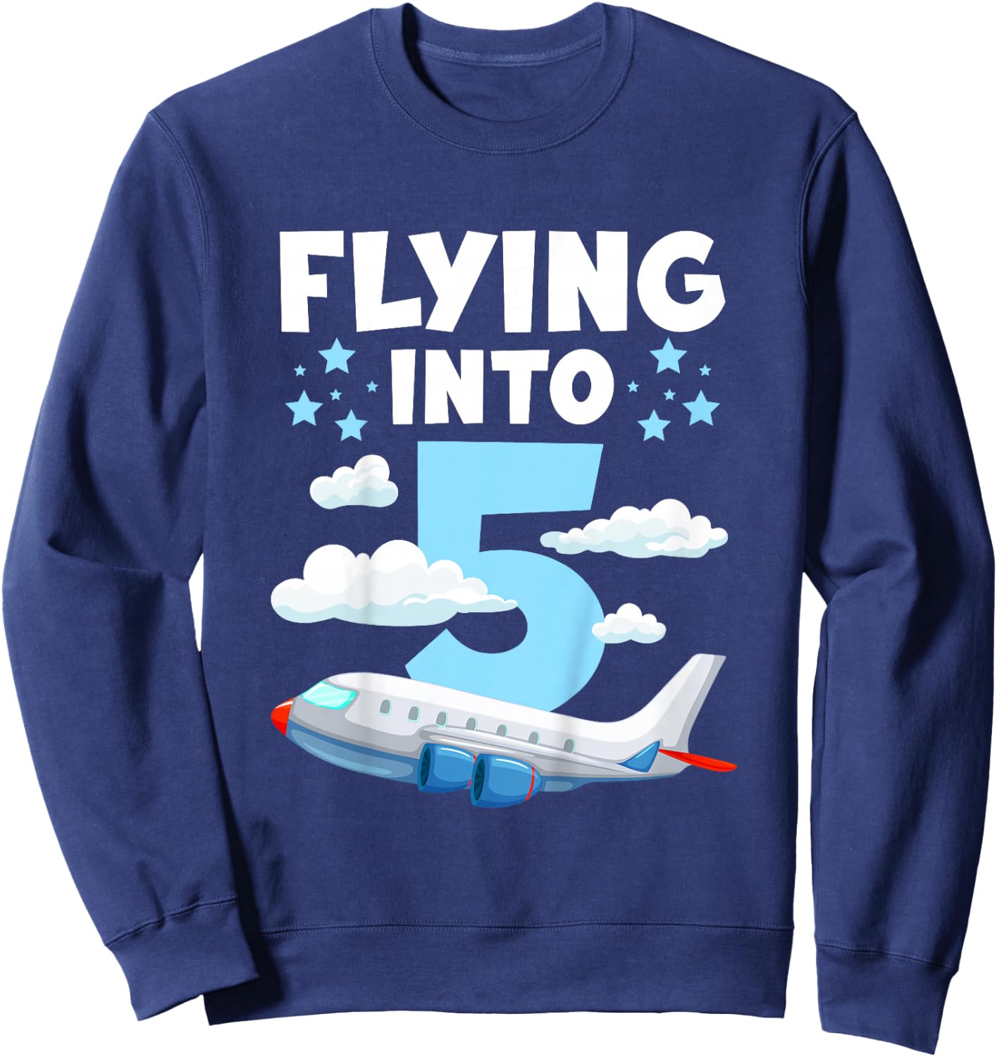 5th Airplane Birthday Party 5 Year Old Pilot Birthday Sweatshirt - Sweatshirt | Navy