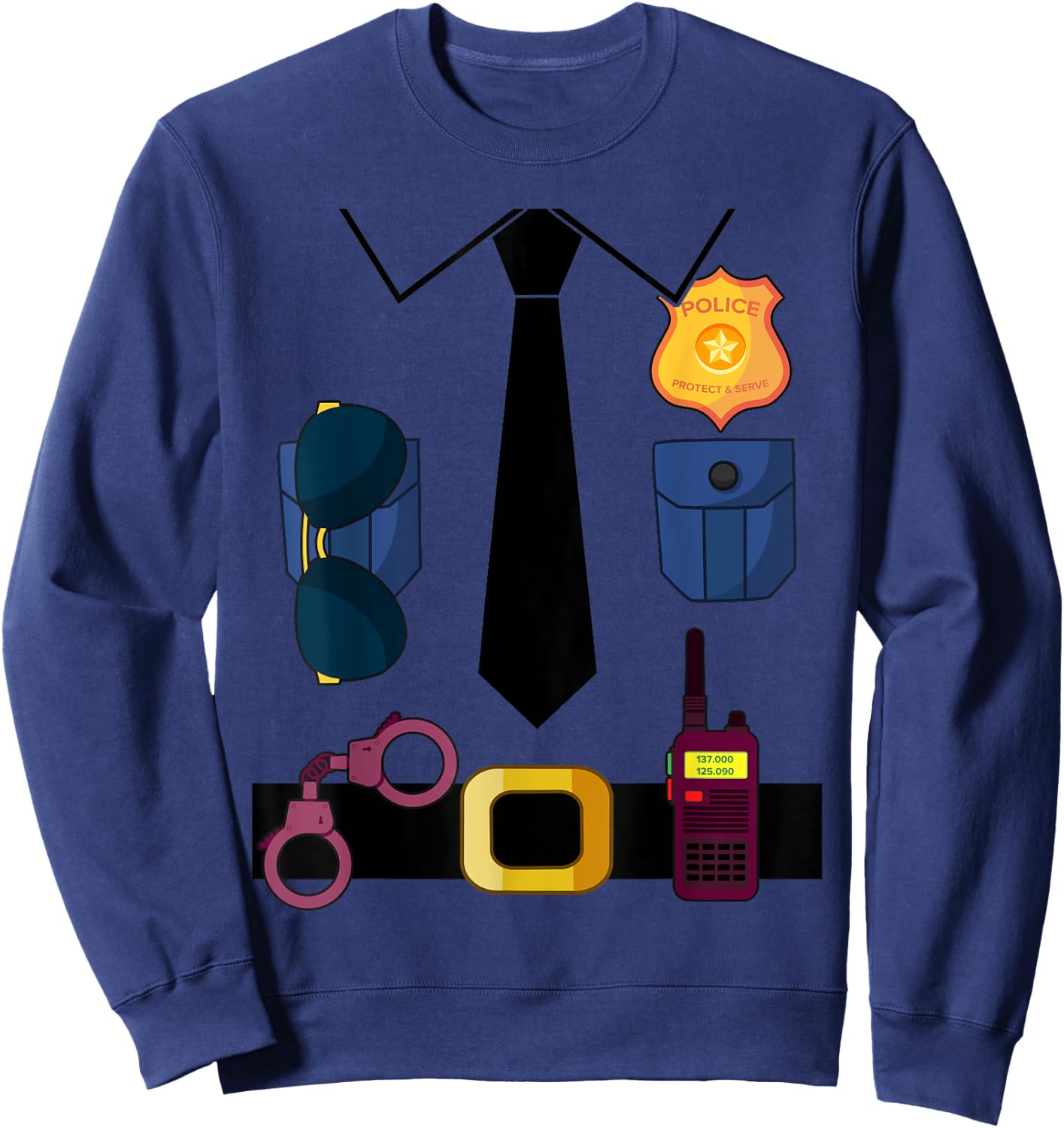 Police Costume For Kids & Adults Halloween Police Officer Sweatshirt - Sweatshirt | Navy