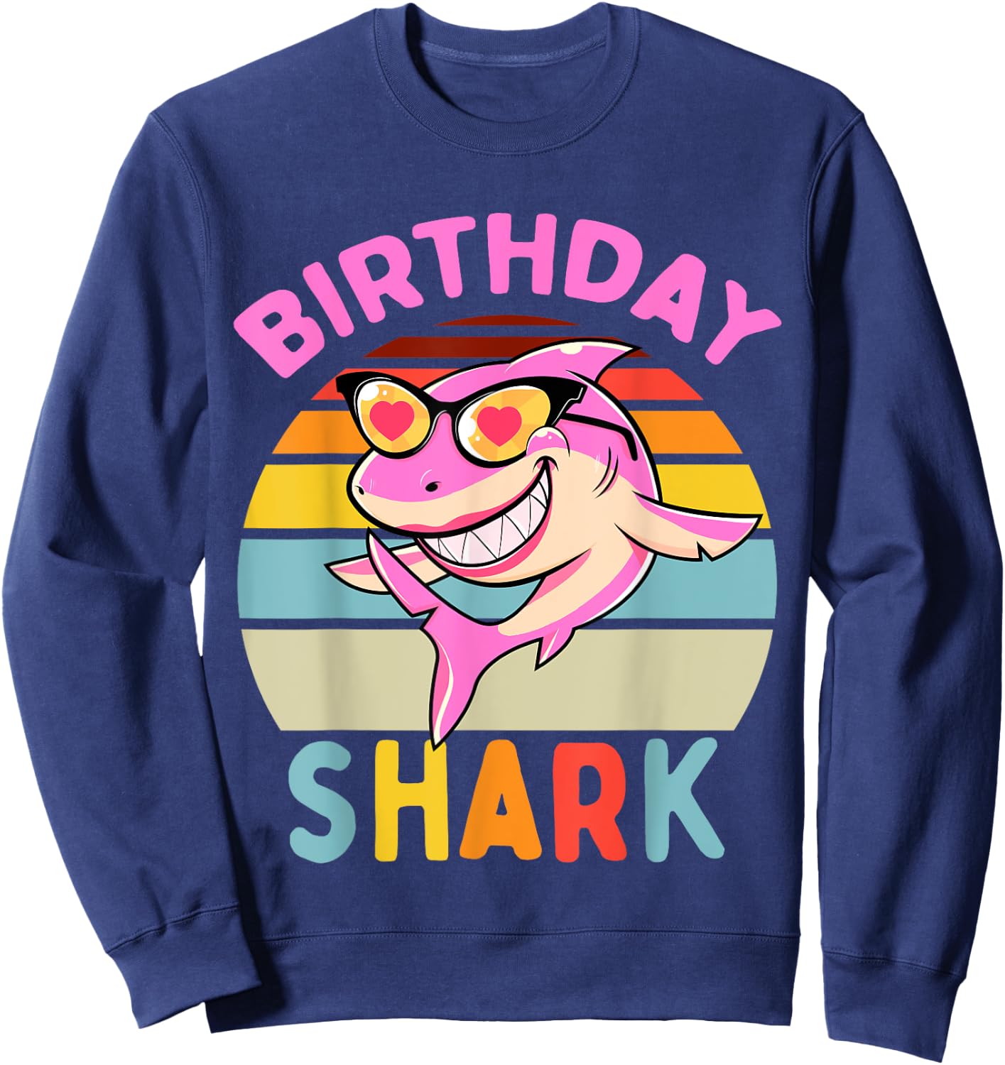Shark Birthday Toddler Girls Kids Matching Family Girl Sweatshirt - Sweatshirt | Navy