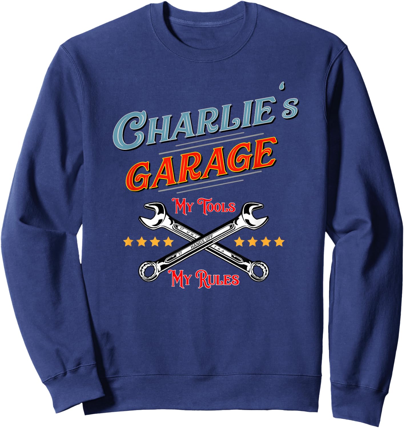 CHARLIE'S GARAGE funny shirt boys teens gift Sweatshirt - Sweatshirt | Navy