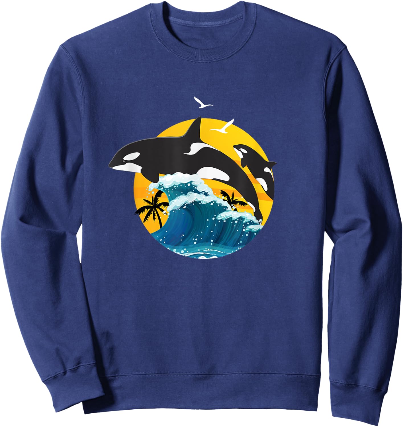 Orca Squad Whale Sunset Sea Animal Wildlife Boys & Girls Sweatshirt - Sweatshirt | Navy