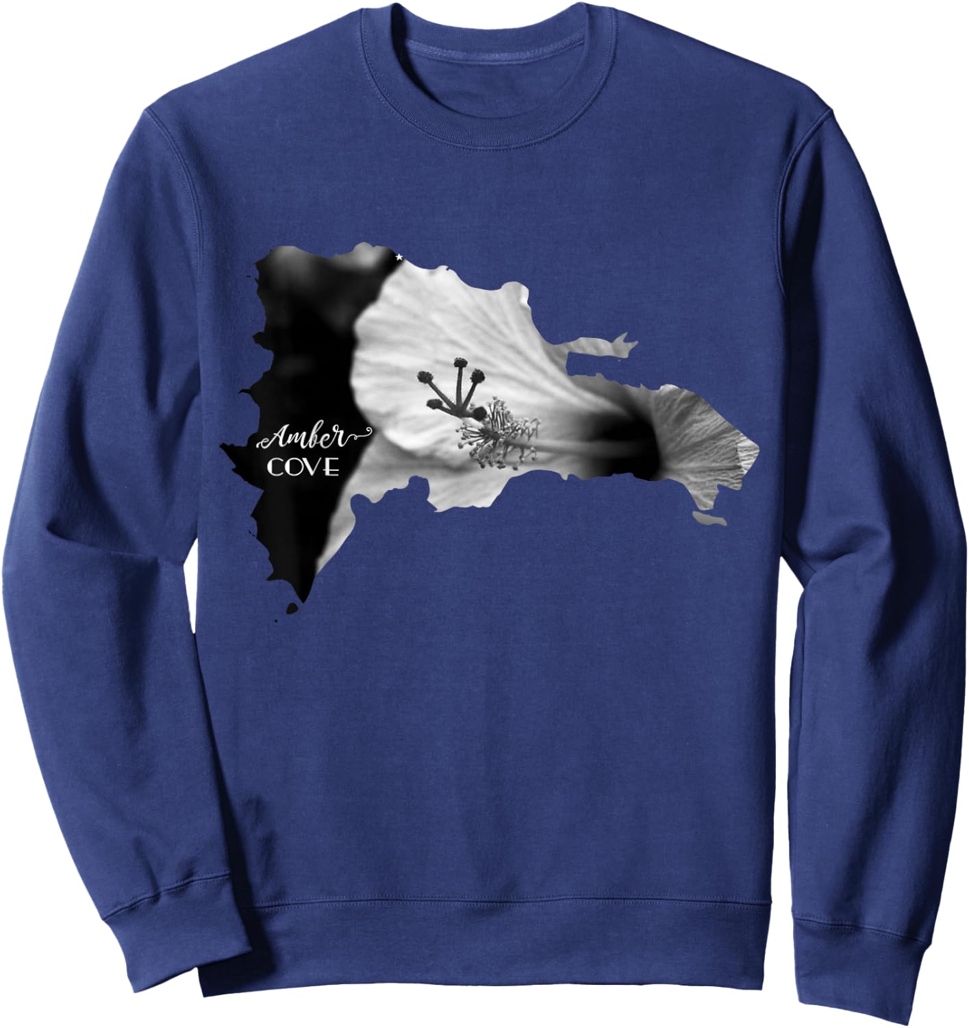 AMBER COVE Dominican Republic Map and Hibiscus Flower Sweatshirt - Sweatshirt | Navy