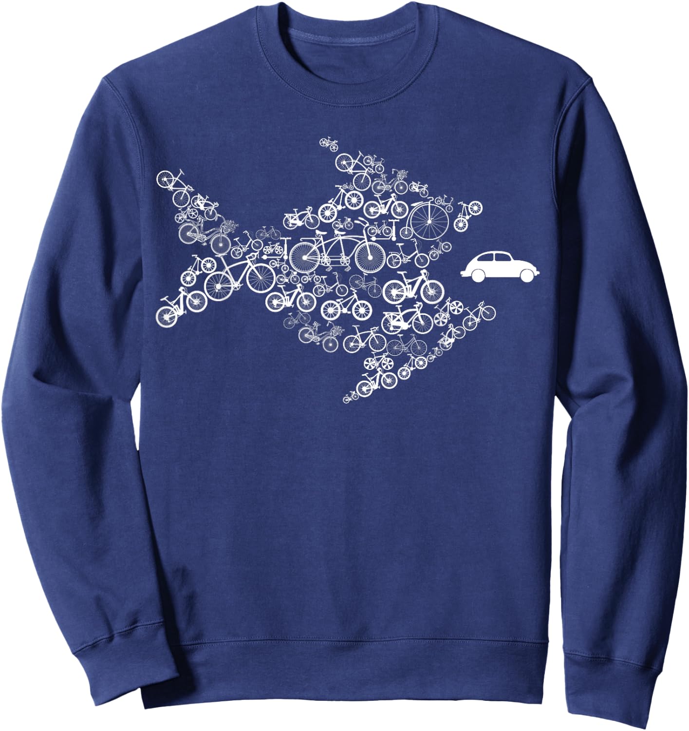 Bicycle fish eats car Sweatshirt - Sweatshirt | Navy
