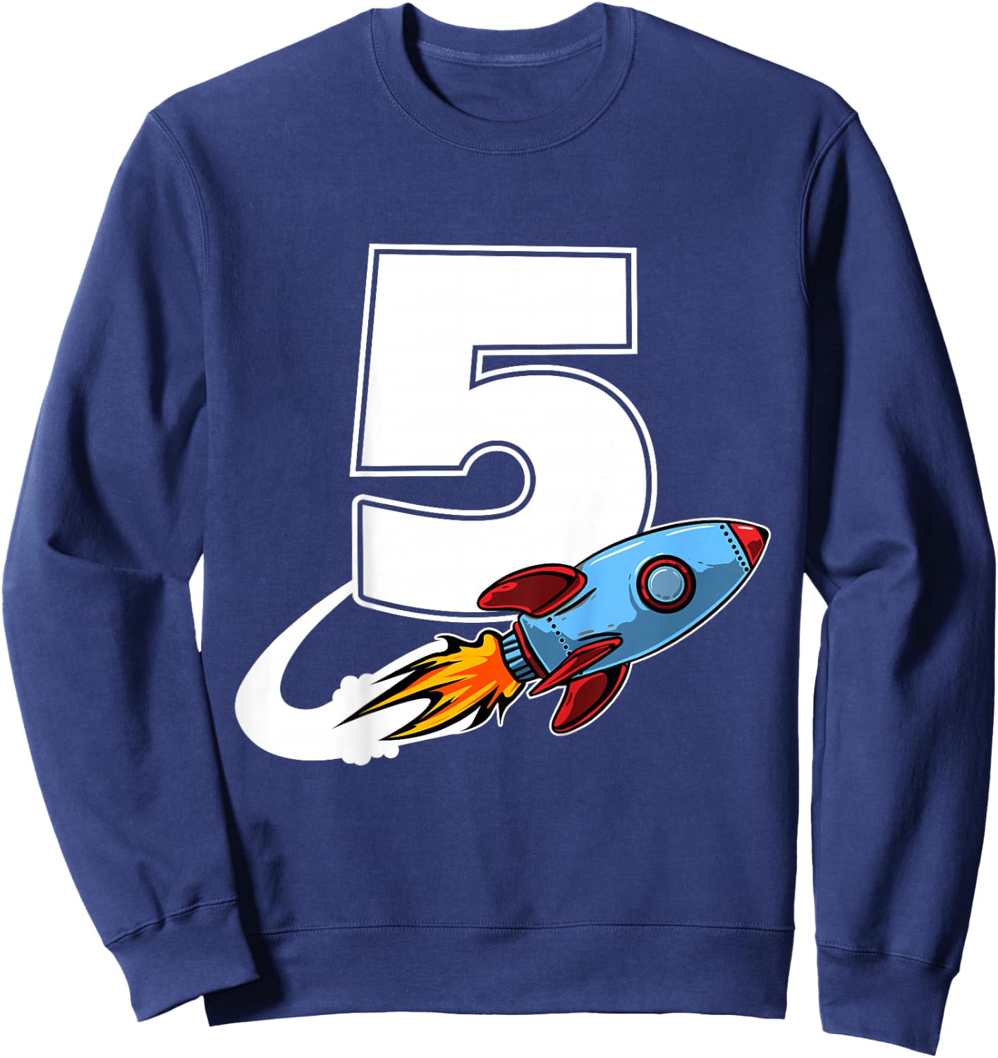 Outer Space 5 Year Old 5th Birthday Five Rocket Ship Party Sweatshirt - Sweatshirt | Navy
