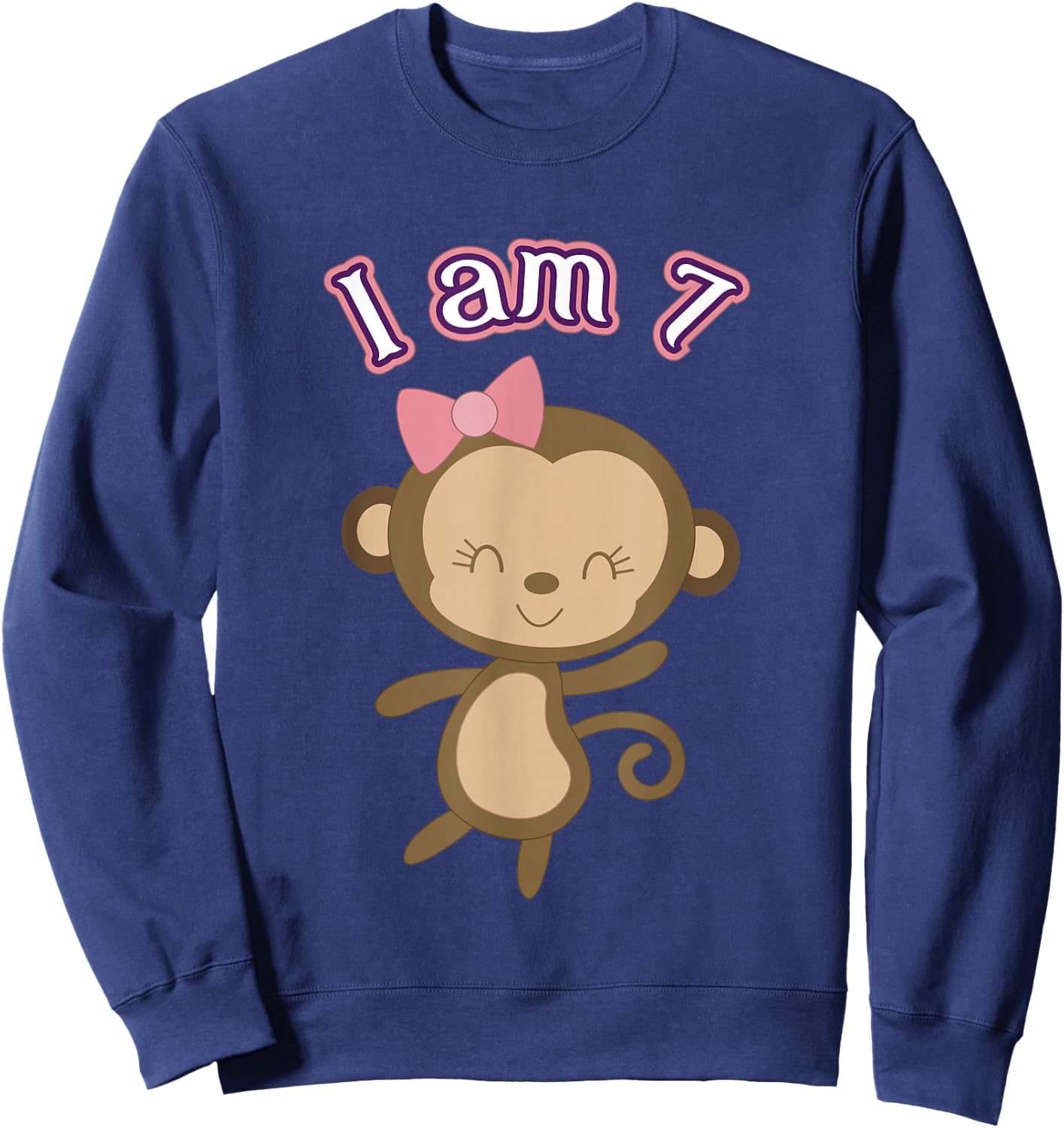 Seventh Birthday Monkey Kids for 7 Years Old Sweatshirt - Sweatshirt | Navy