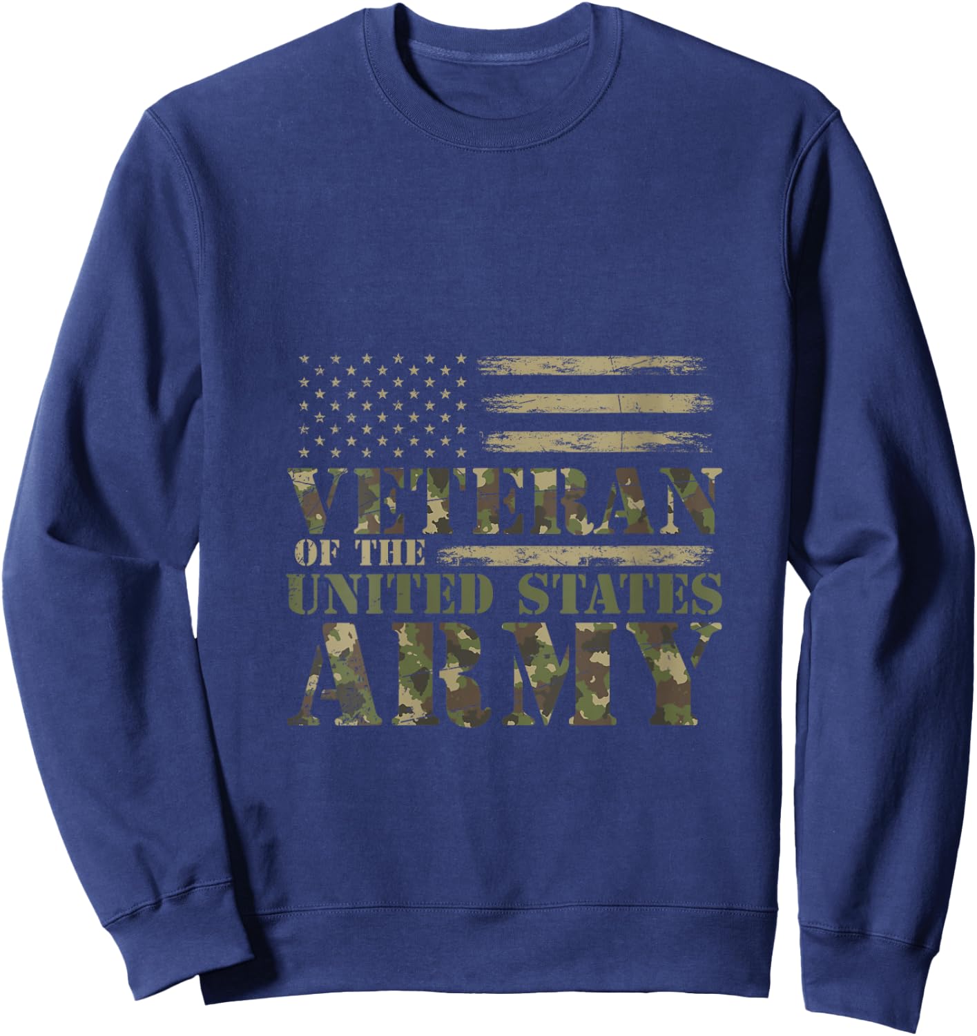 Proud Soldier United States Army USA Flag Camouflage Veteran V-Neck Sweatshirt - Sweatshirt | Navy