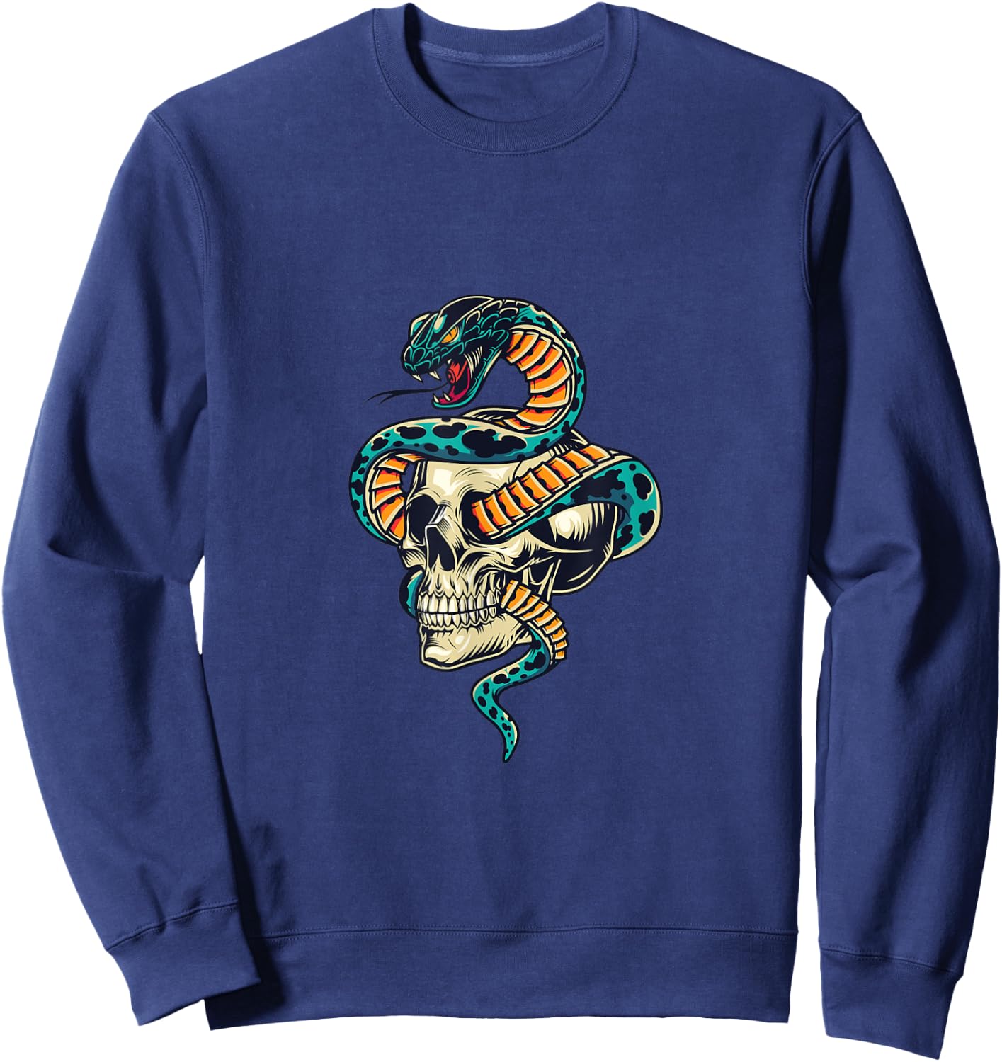 Tattoo Design Snake in Skull Cobra Skull Sweatshirt - Sweatshirt | Navy