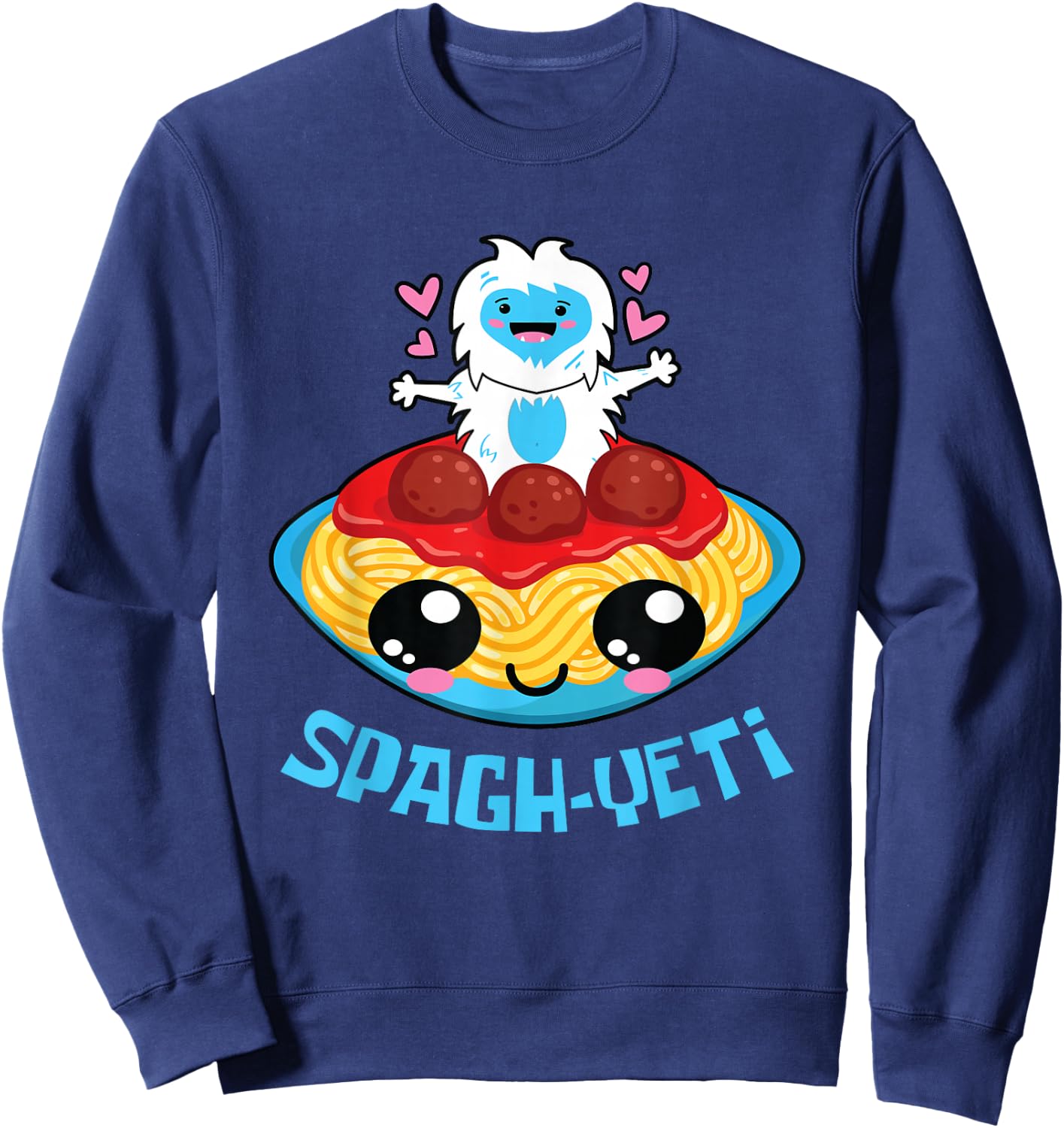 Spagh-Yeti I Spaghetti Sweet Kawaii Yeti Bigfood Manga Sweatshirt - Sweatshirt | Navy