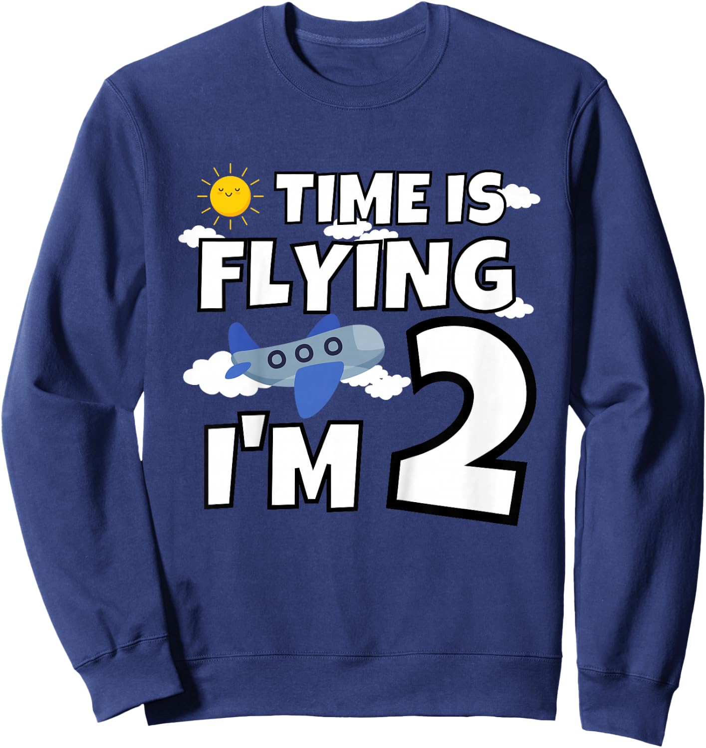 Airplane Pilot Flying in the Sky 2 Year Old 2nd Birthday Sweatshirt - Sweatshirt | Navy