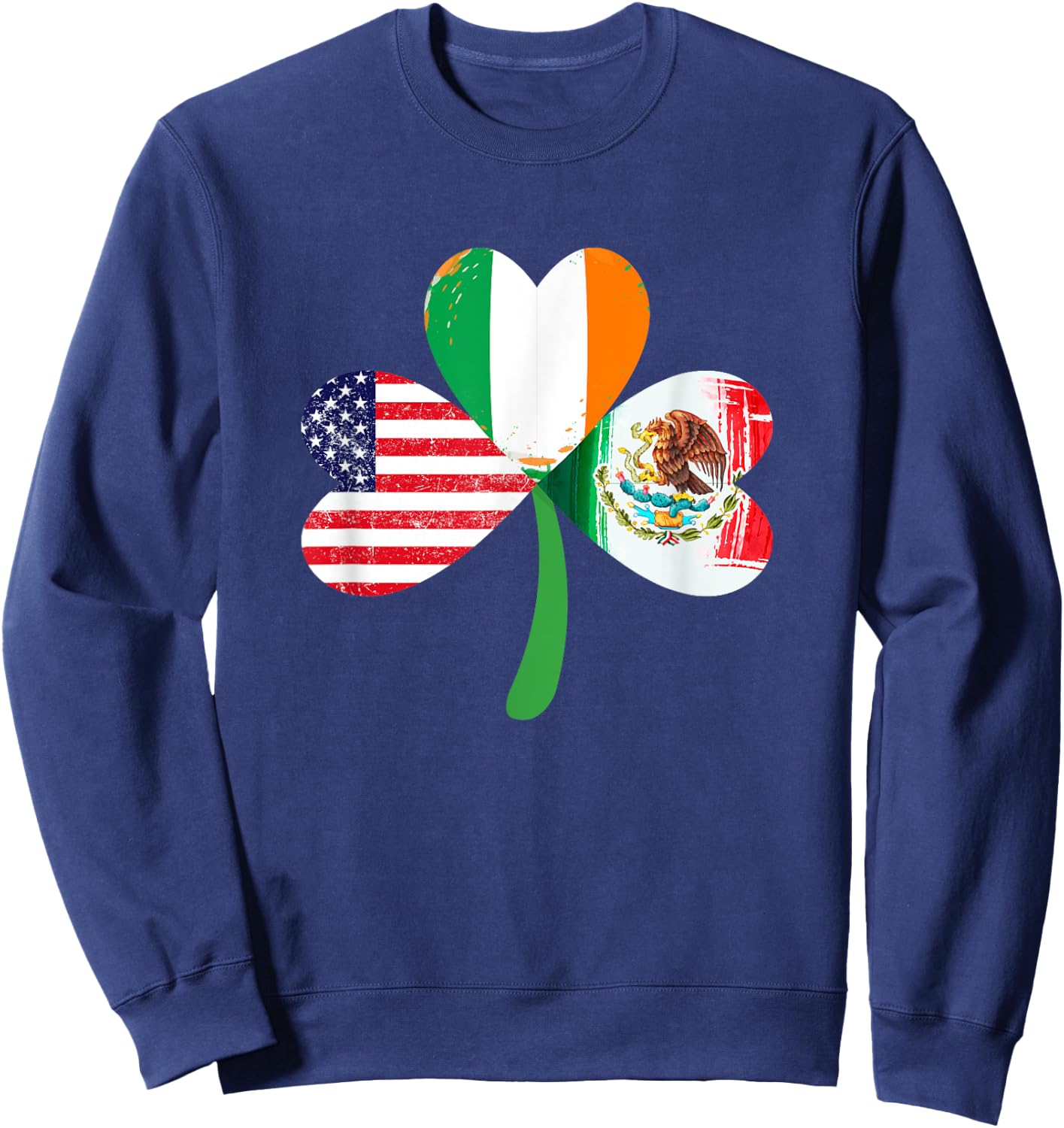 American Ireland Mexican Lucky Leaf Irish St. Patrick's Day Sweatshirt - Sweatshirt | Navy