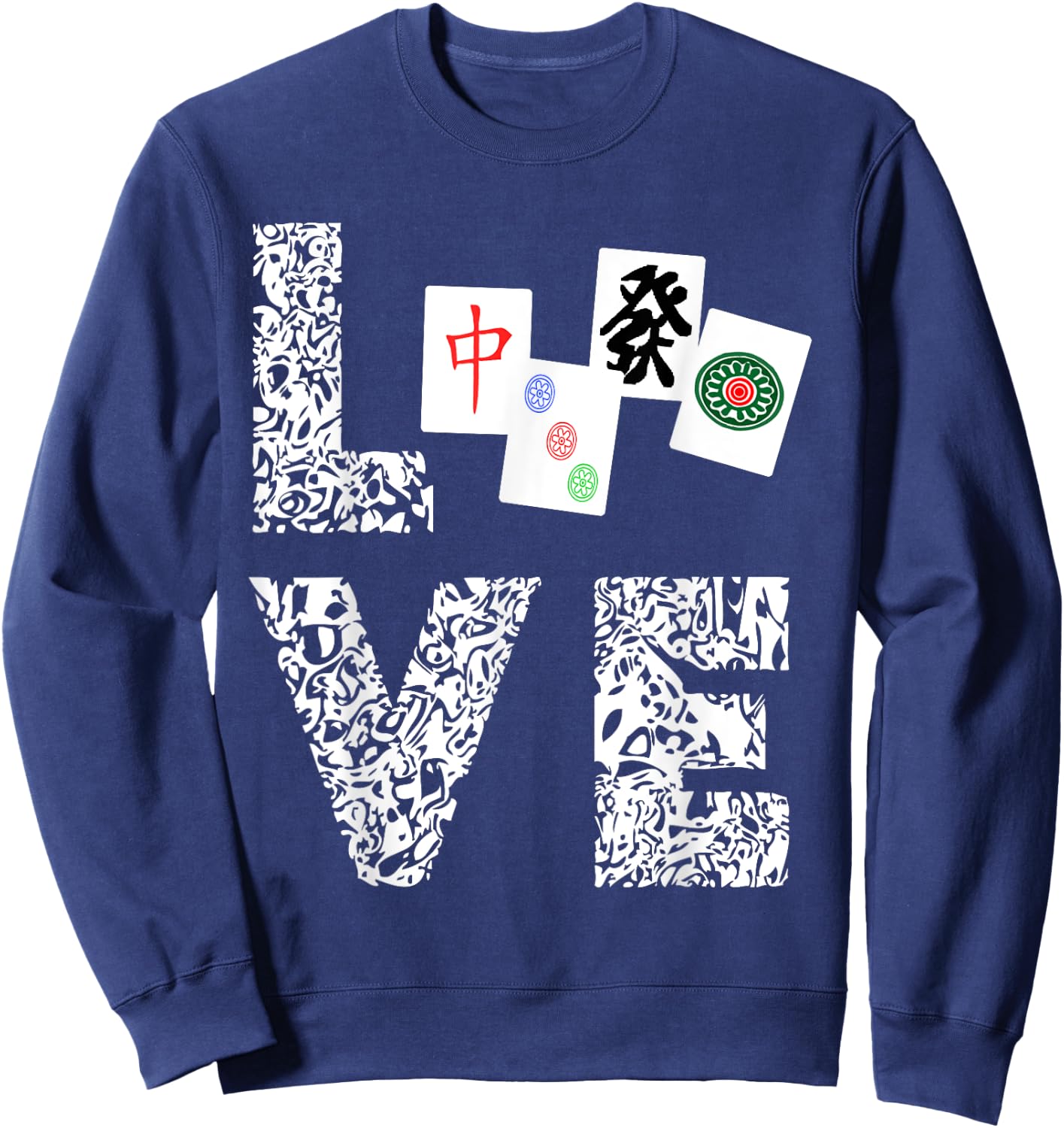 Mahjong Love Playing Chinese Game Mah Jongg Player Sweatshirt - Sweatshirt | Navy