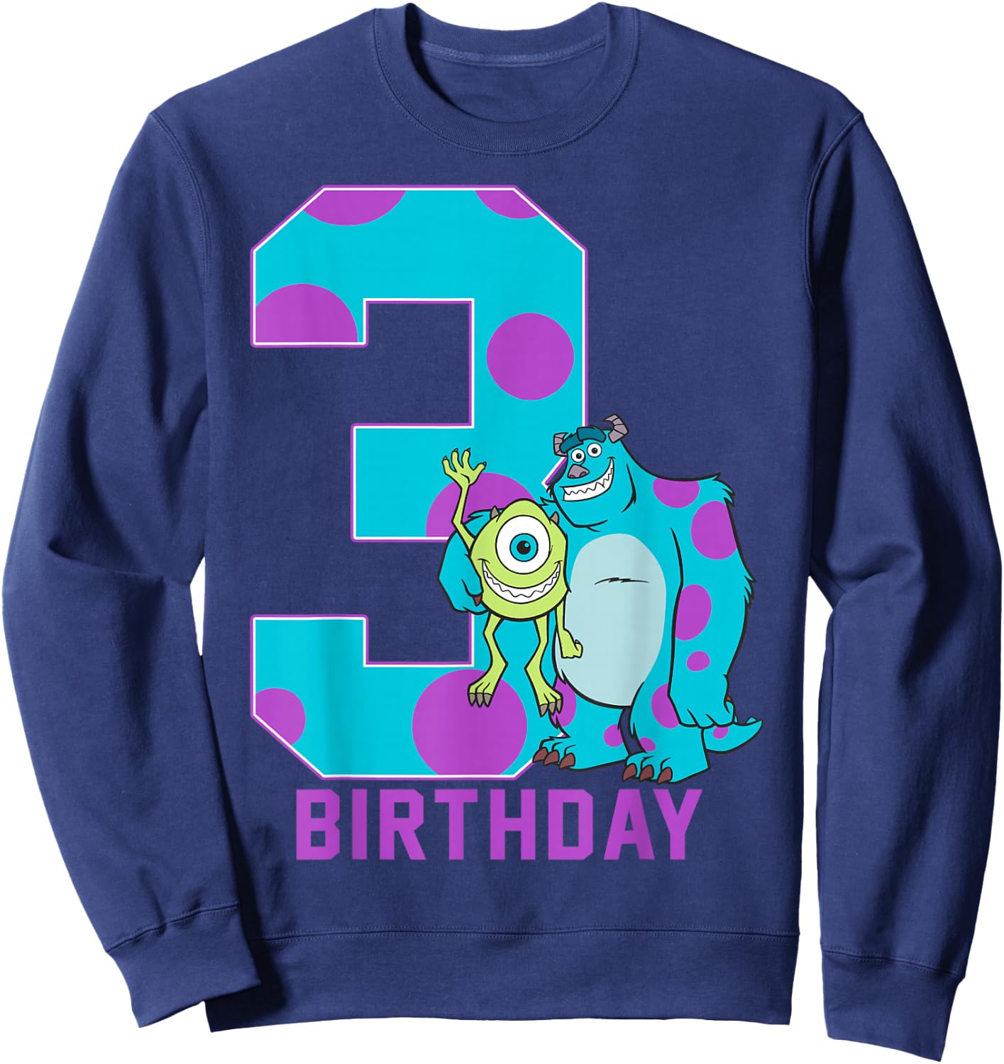 Disney Pixar Monsters Inc. Mike and Sully 3rd Birthday Sweatshirt - Sweatshirt | Navy